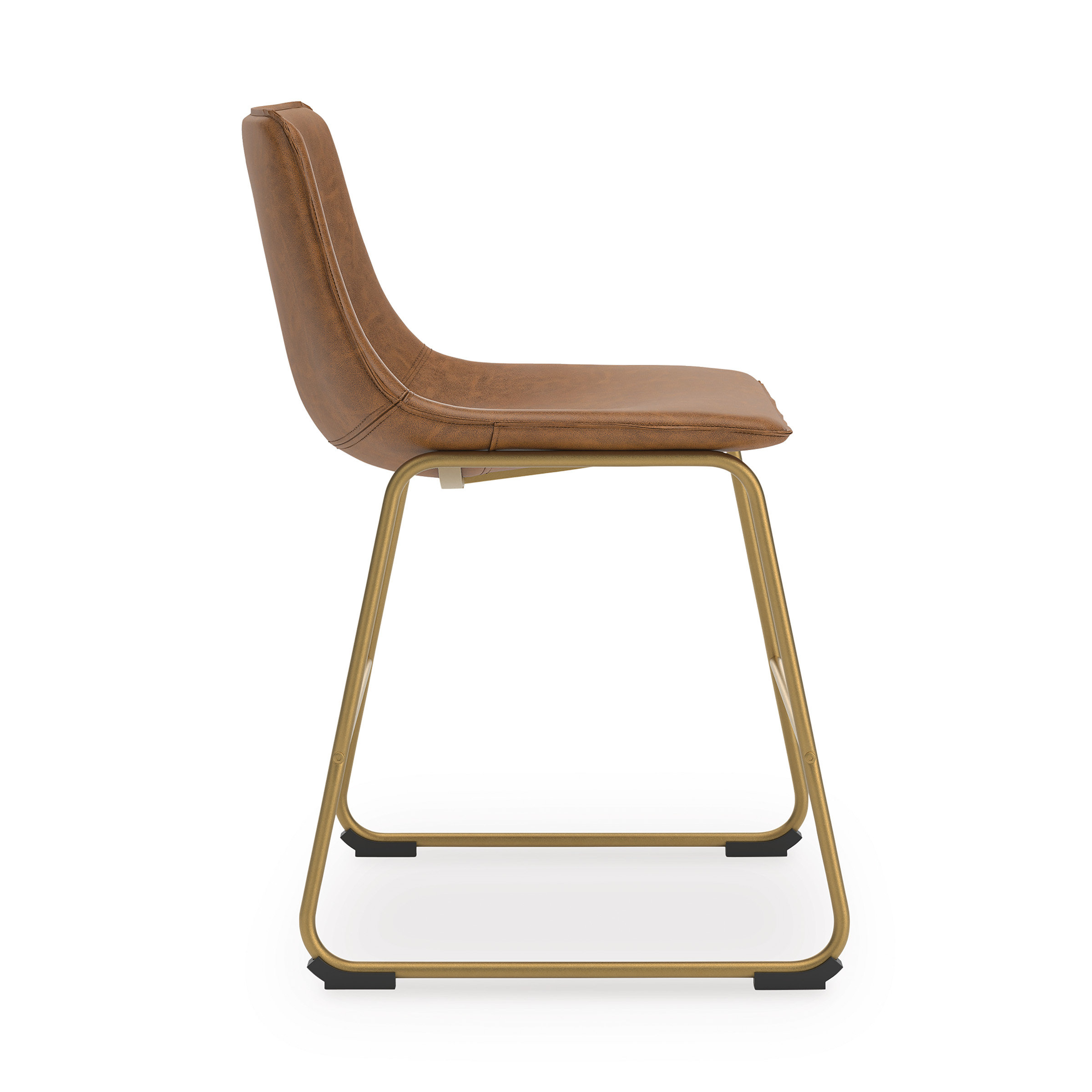 Ciabori Faux Leather Dining Chair | Brown & Gold Mid-Century