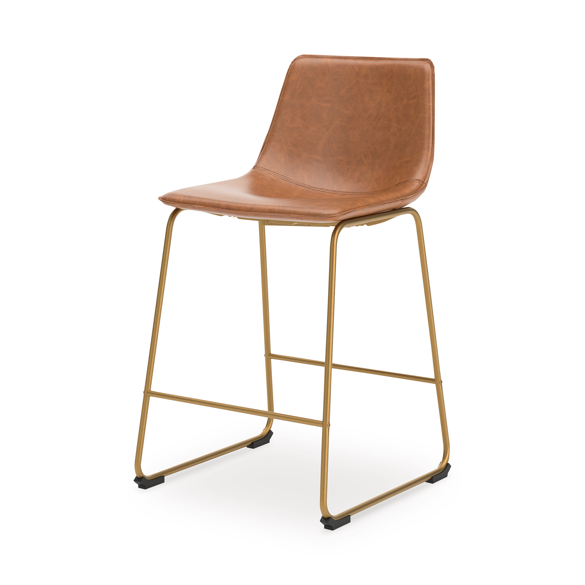 Ciabori Gold Metal & Brown Faux Leather Bar Height Stool