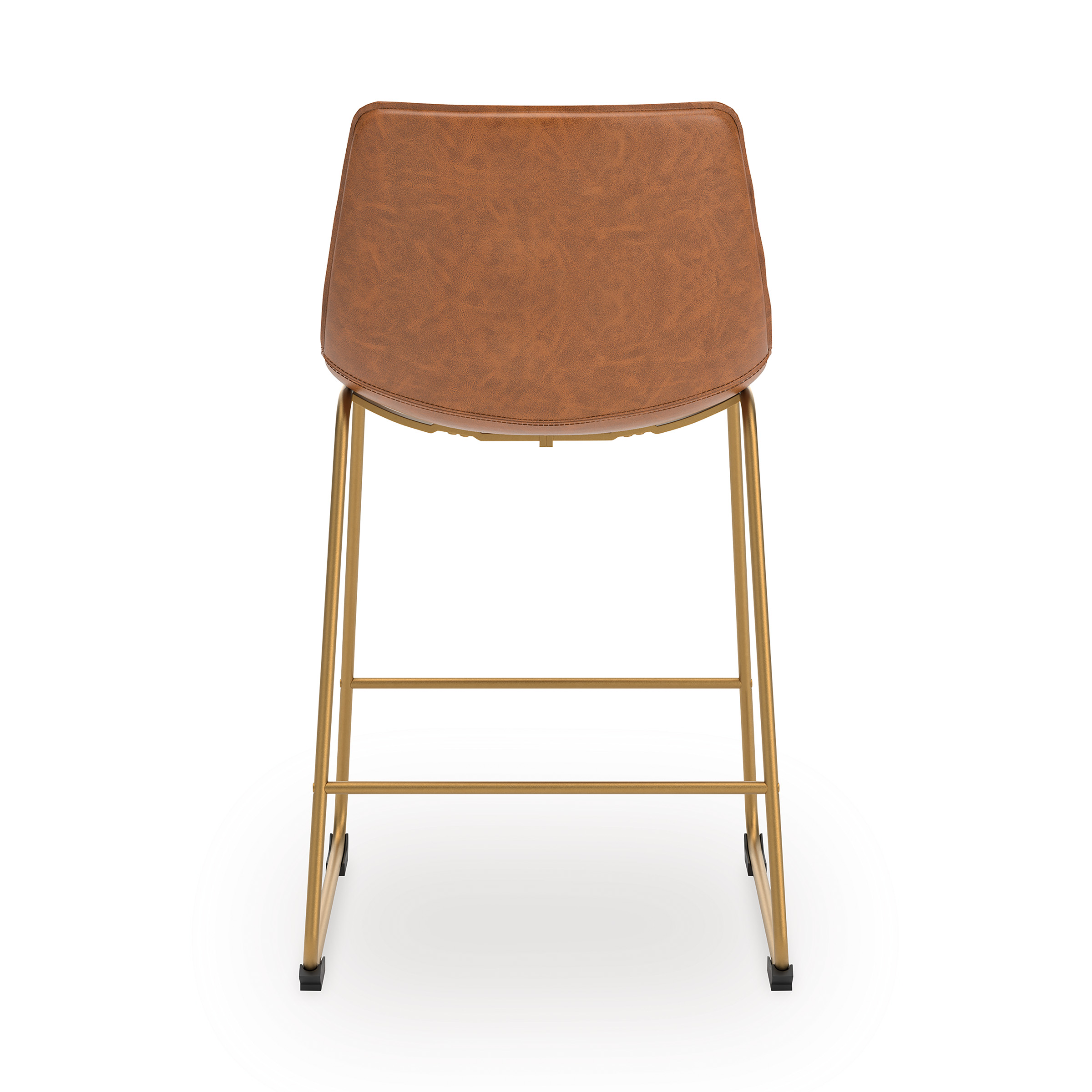 Ciabori Gold Metal & Brown Faux Leather Bar Height Stool