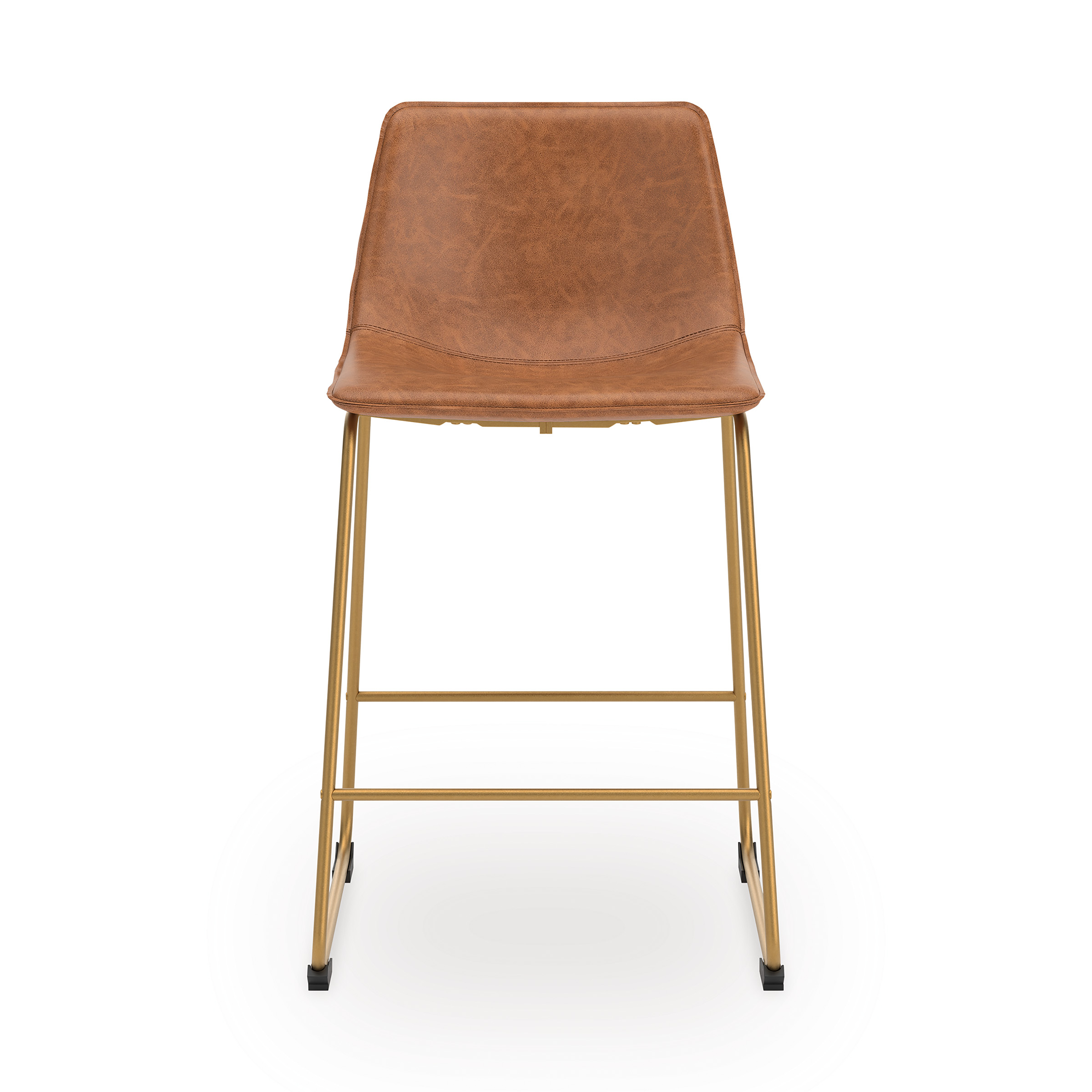 Ciabori Gold Metal & Brown Faux Leather Bar Height Stool