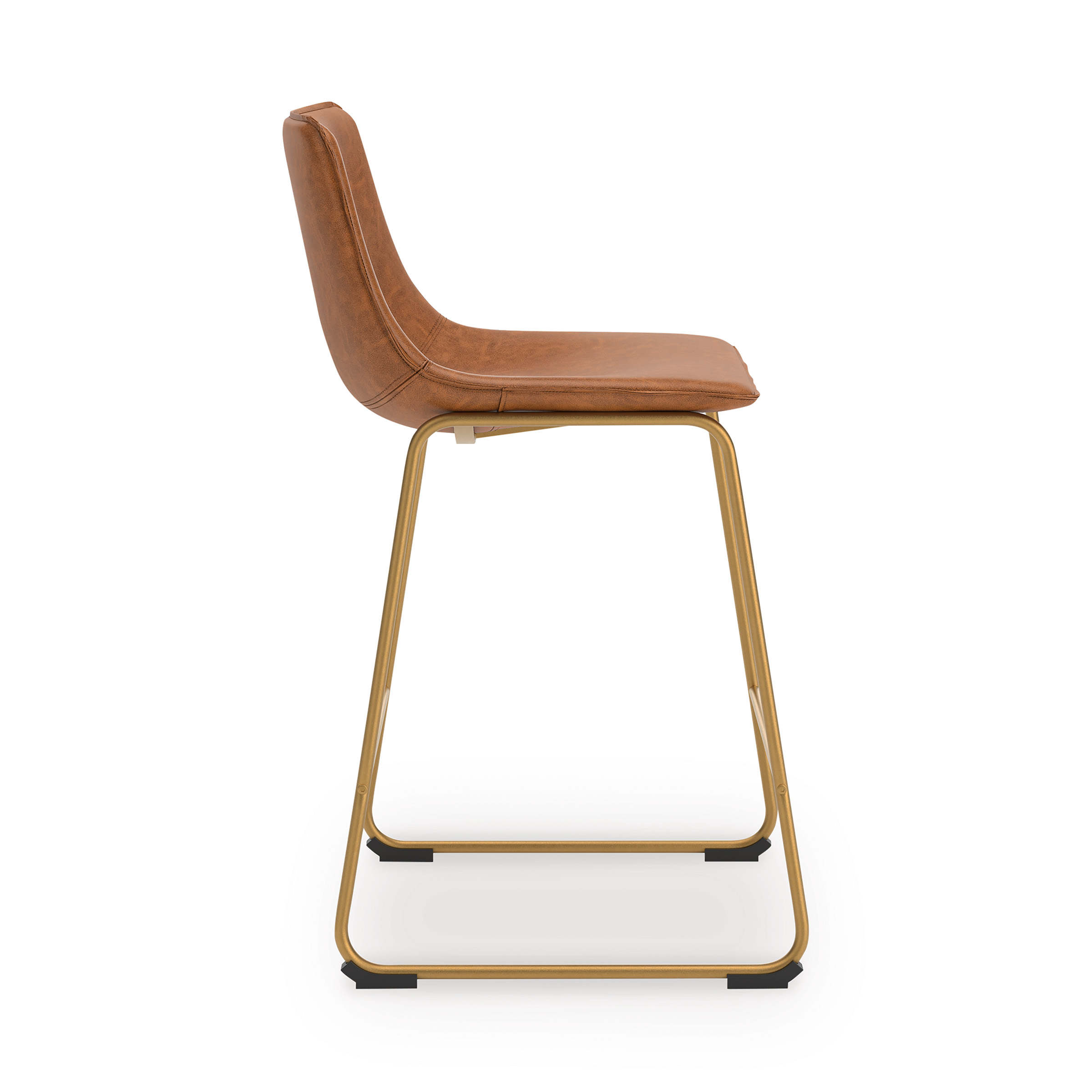 Ciabori Gold Metal & Brown Faux Leather Bar Height Stool