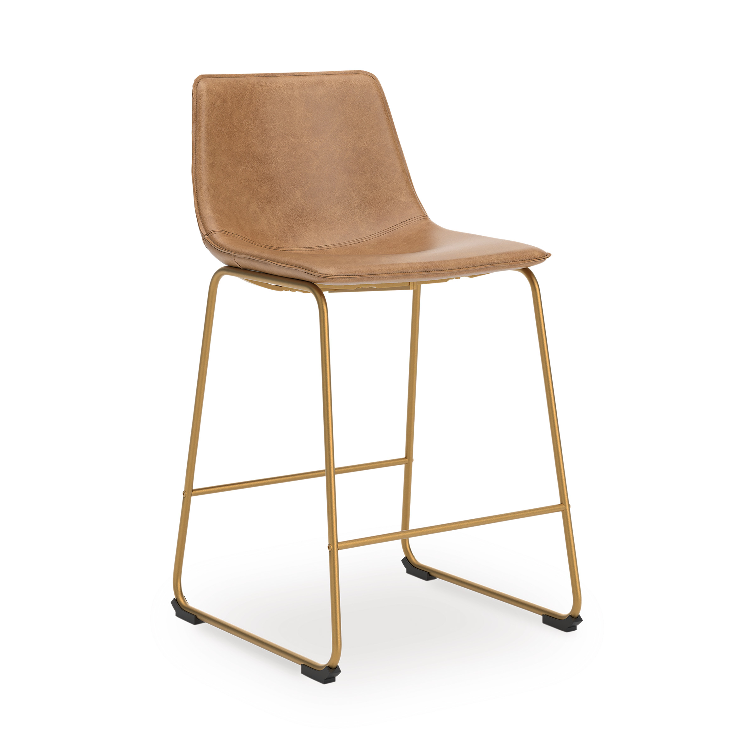 Ciabori Gold Metal & Toast Faux Leather Counter Height Stool