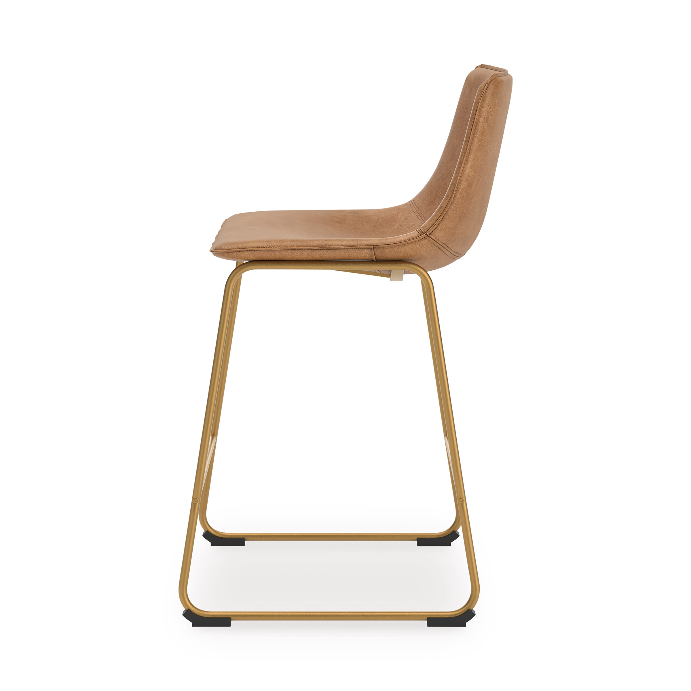 Ciabori Gold Metal & Toast Faux Leather Counter Height Stool