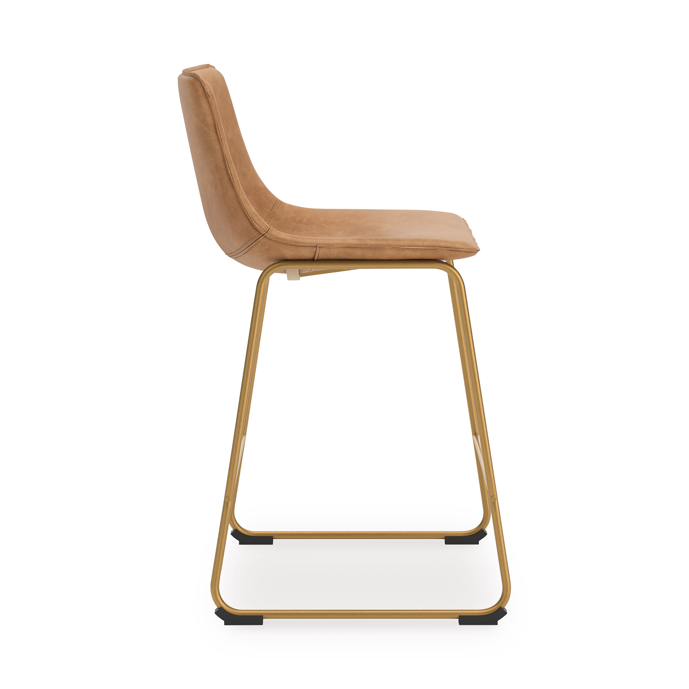 Ciabori Gold Metal & Toast Faux Leather Bar Height Stool