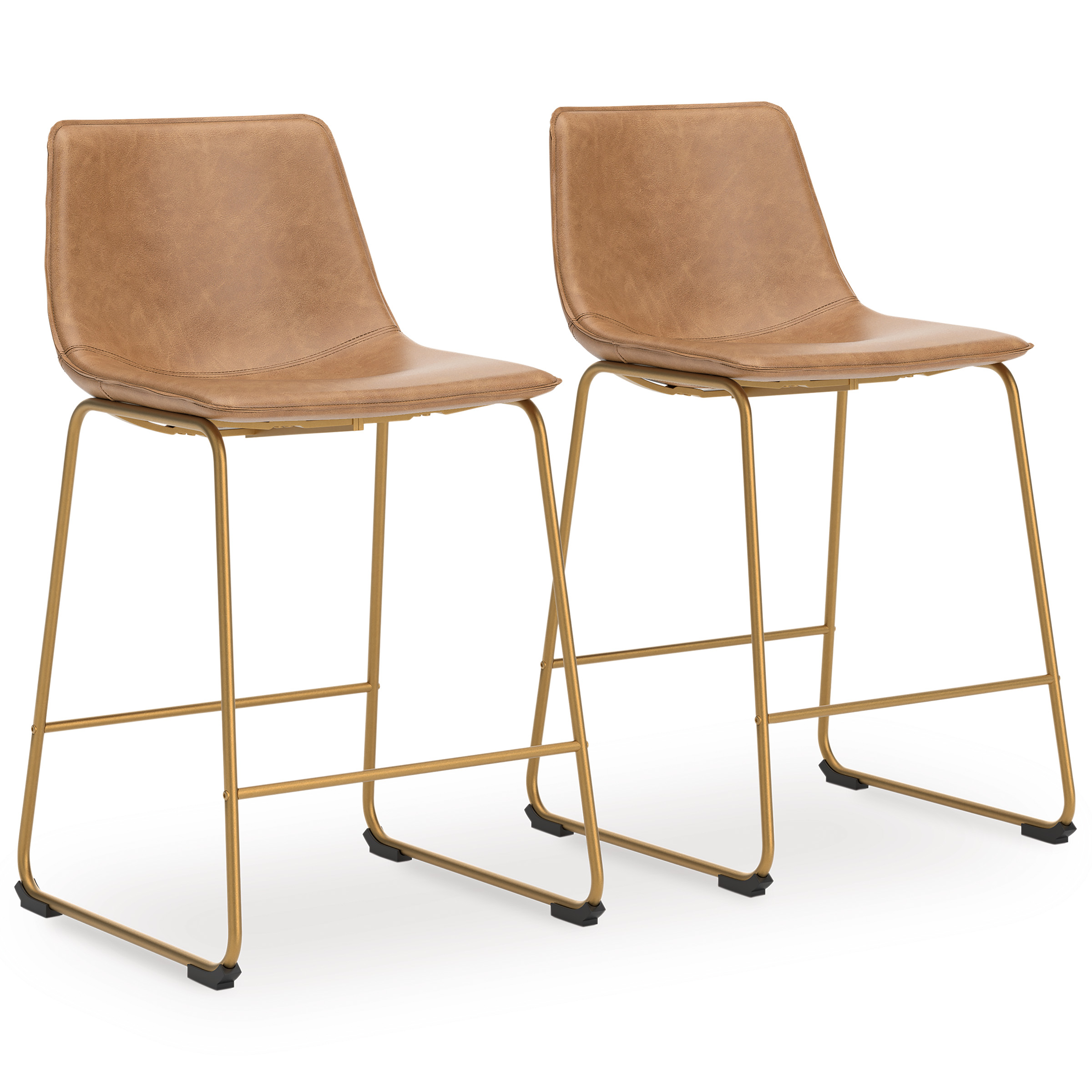 Ciabori Gold Metal & Toast Faux Leather Bar Height Stool
