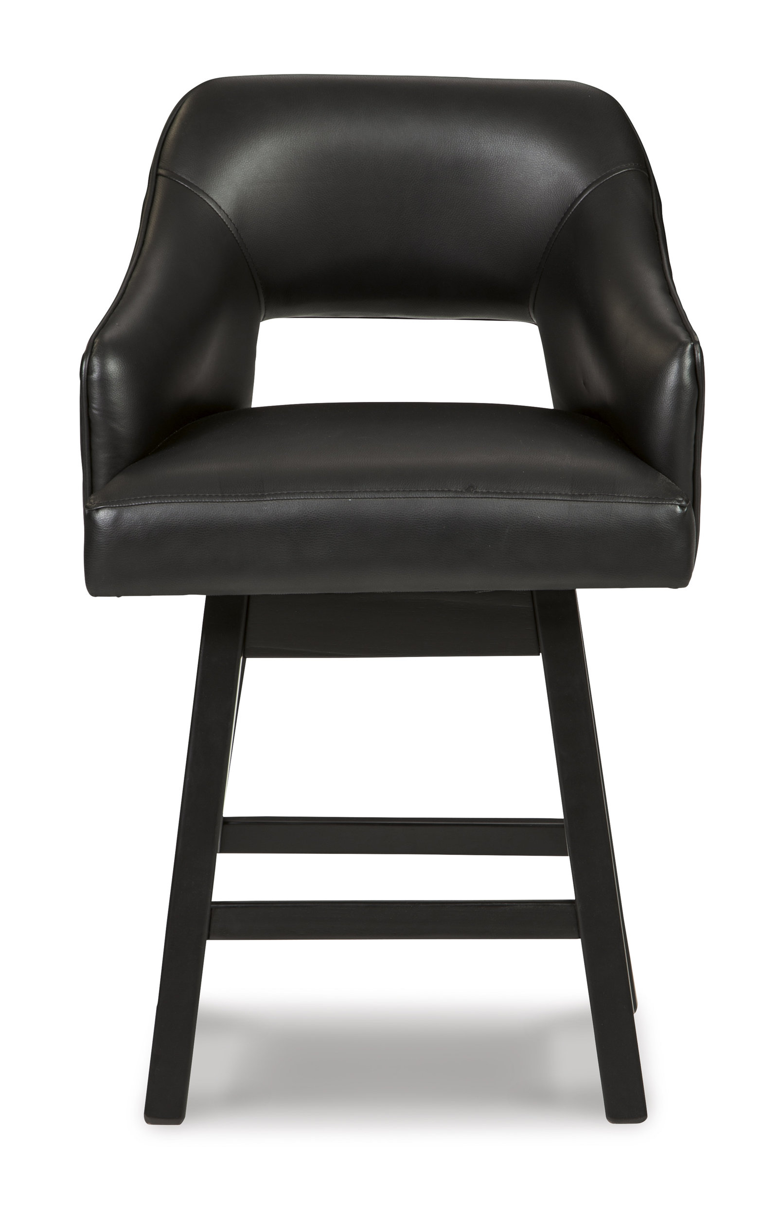 Tallenger Swivel Barstool - Black Faux Leather & Wood | Sohomod