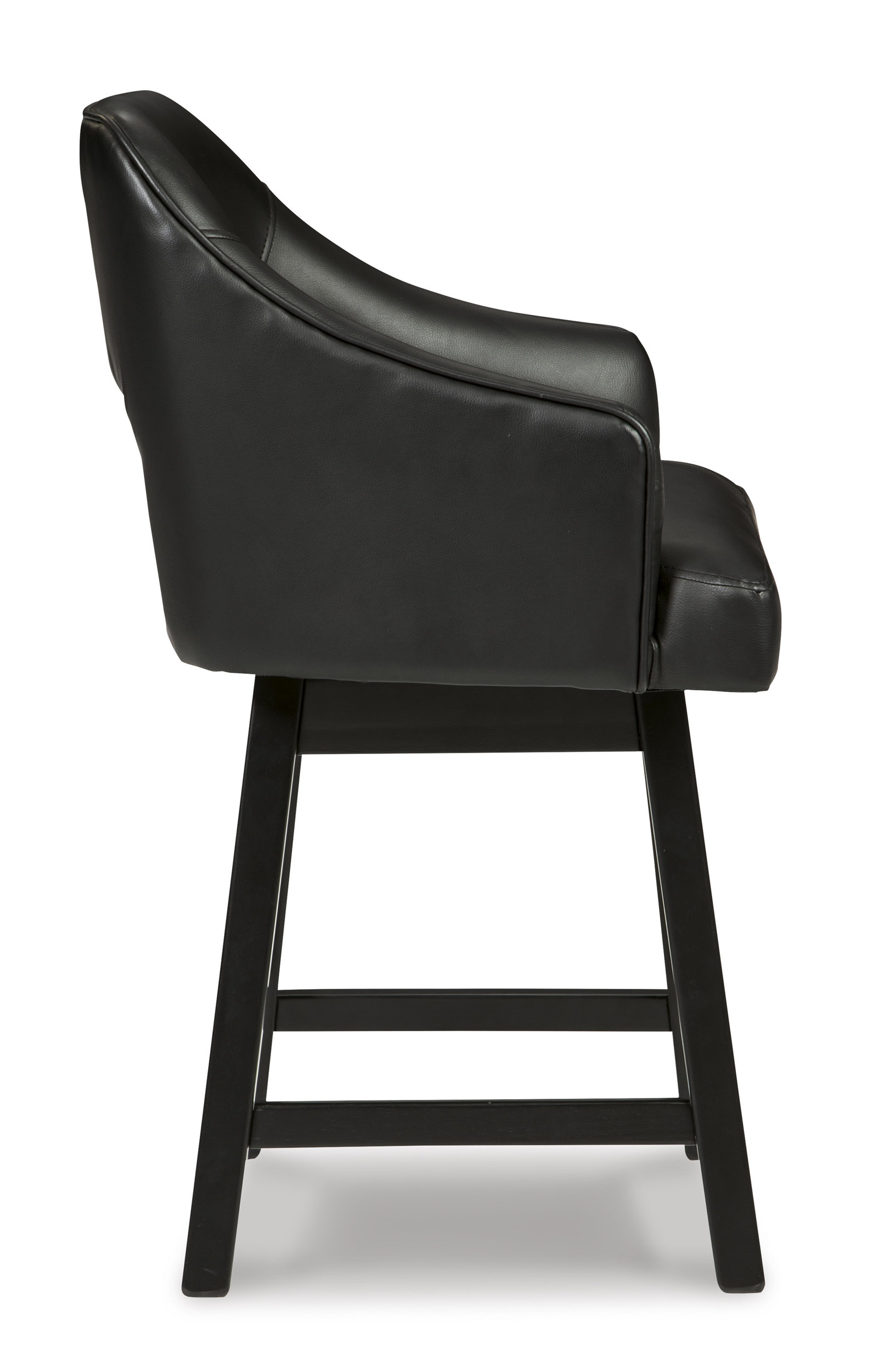 Tallenger Swivel Barstool - Black Faux Leather & Wood | Sohomod