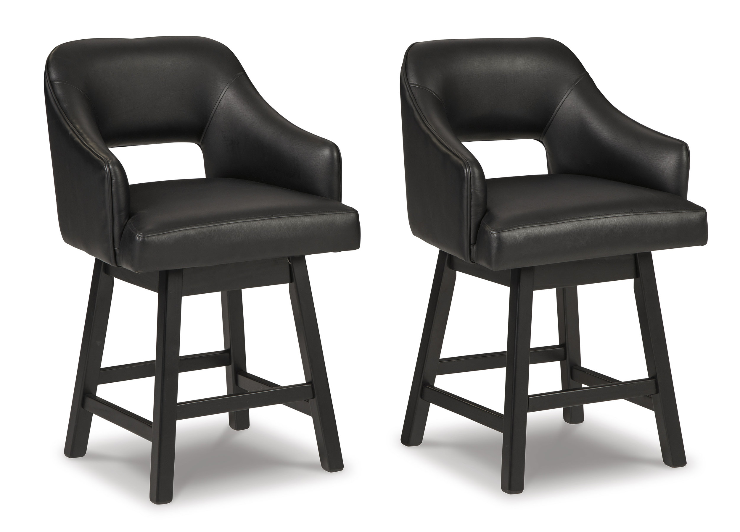 Tallenger Swivel Barstool - Black Faux Leather & Wood | Sohomod