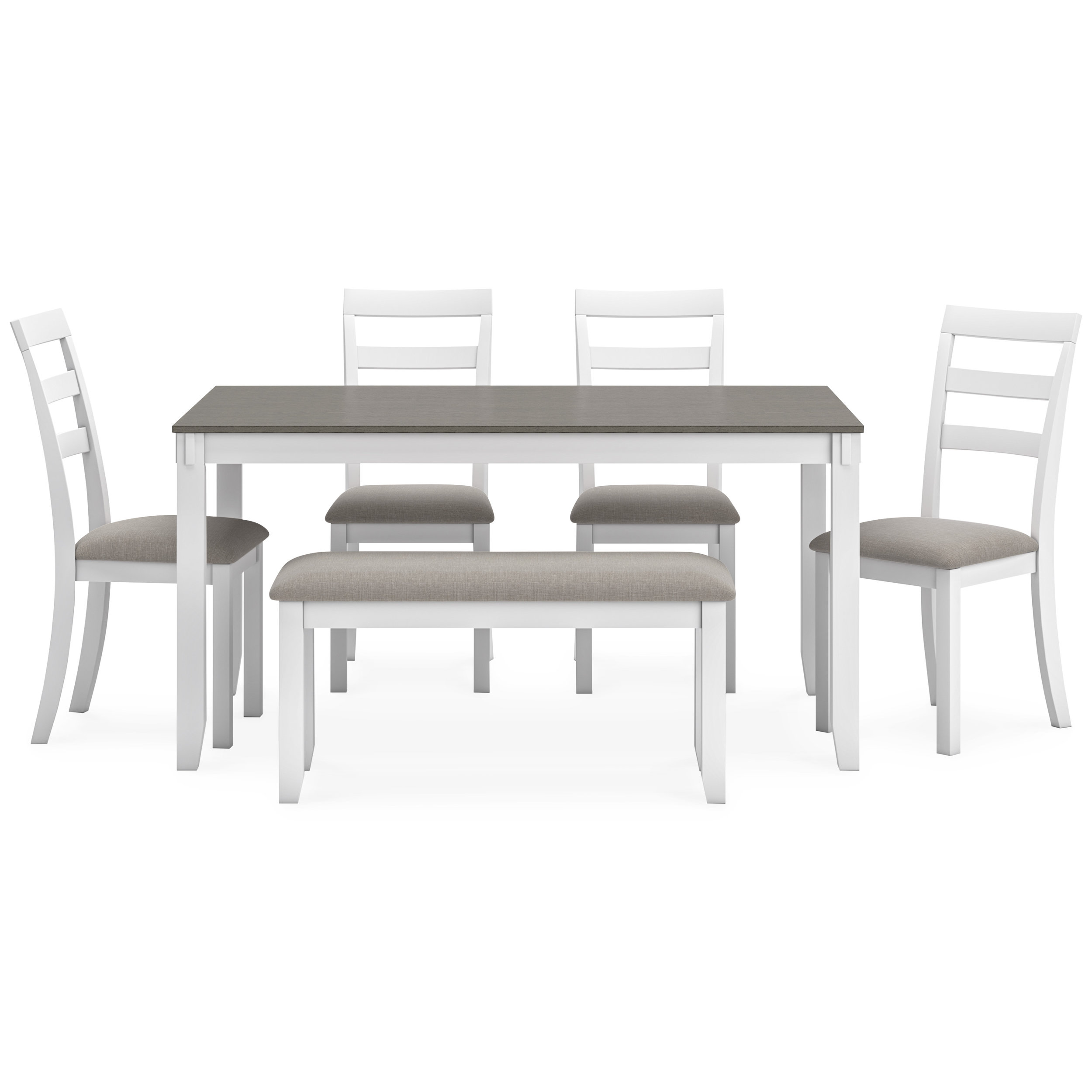 Stonehollow 6-Piece Dining Set - White & Gray Table & Bench | Sohomod