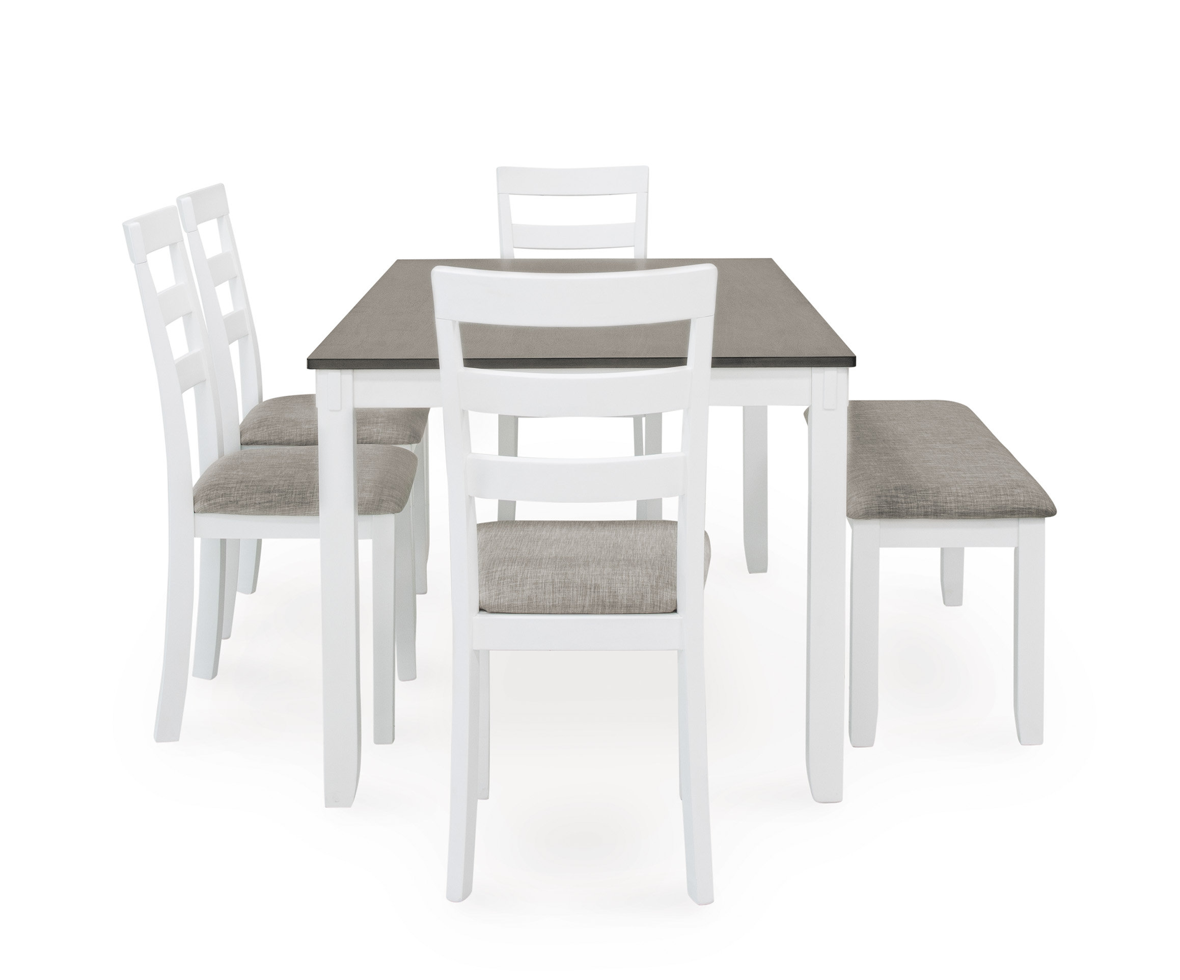 Stonehollow 6-Piece Dining Set - White & Gray Table & Bench | Sohomod