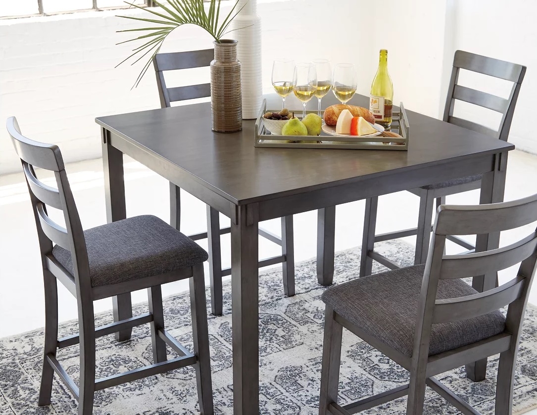 Bridson 5-Piece Polyester/Wood Square Counter Table Set