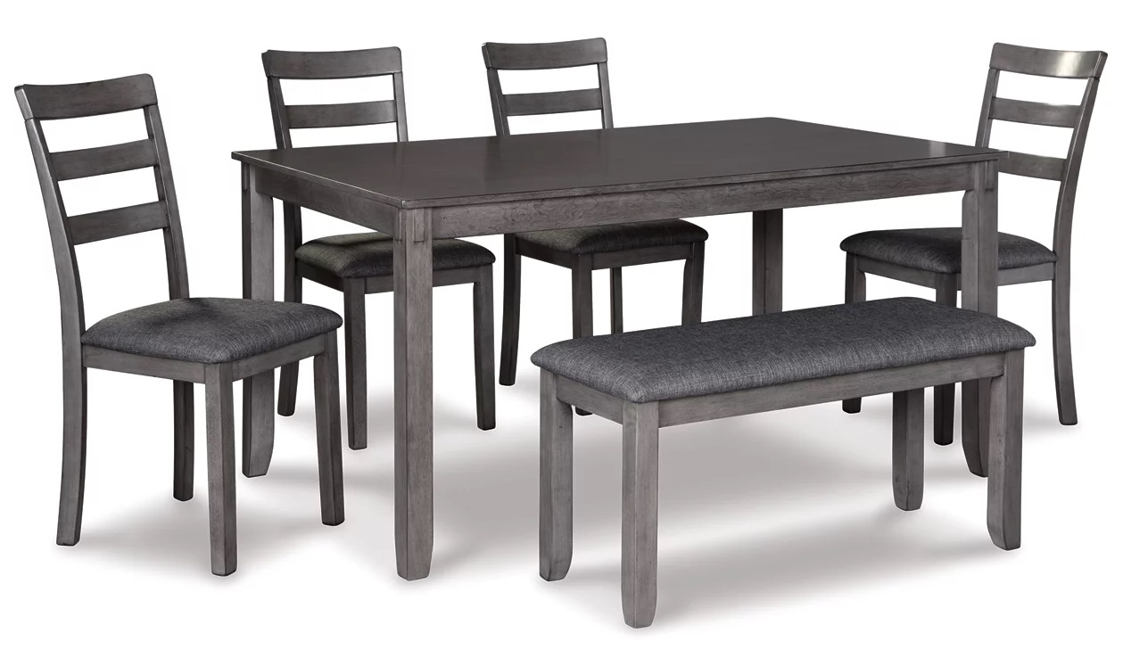 Ashley SM Bridson 6-Piece Fabric/Wood Dining Room Set