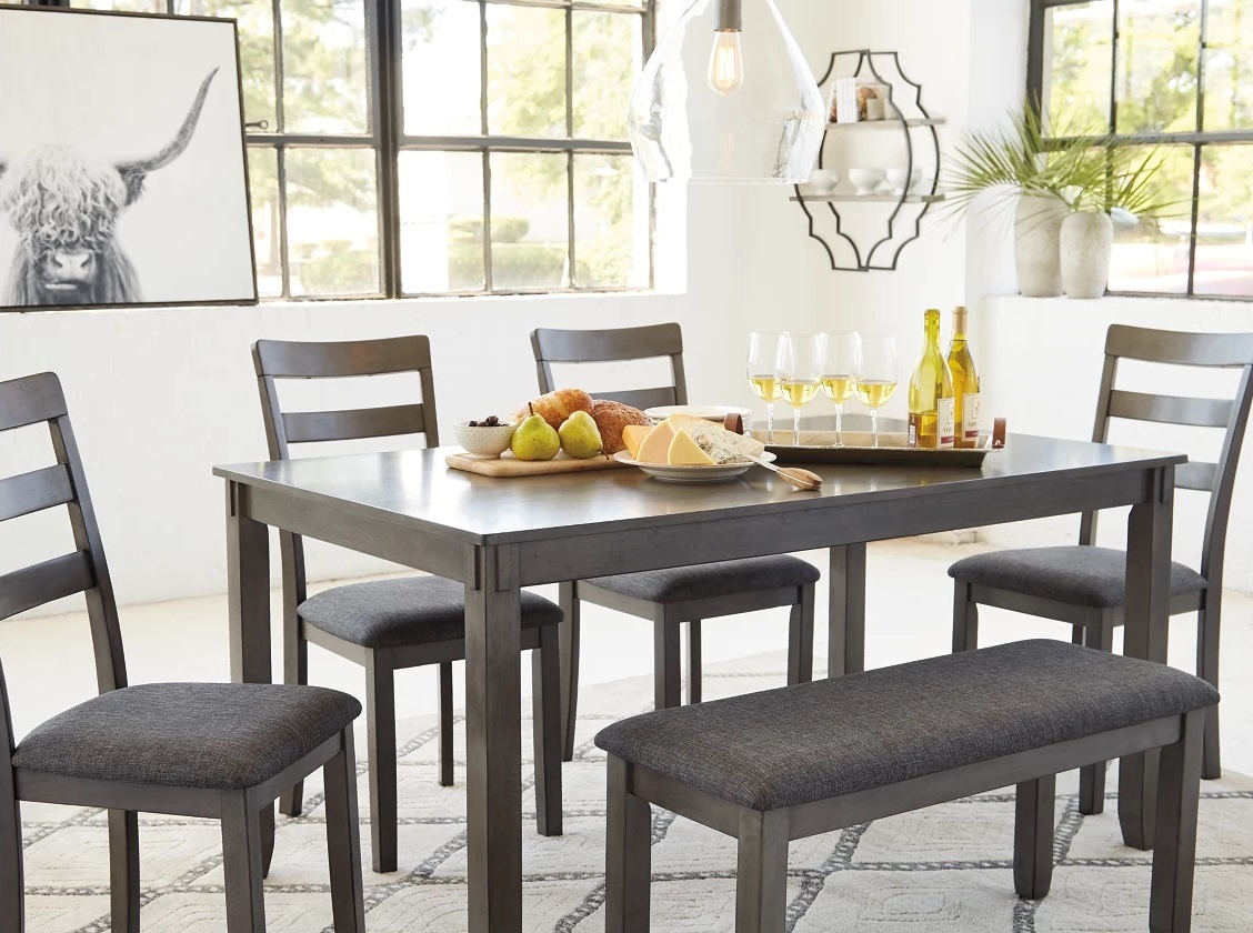 Ashley SM Bridson 6-Piece Fabric/Wood Dining Room Set