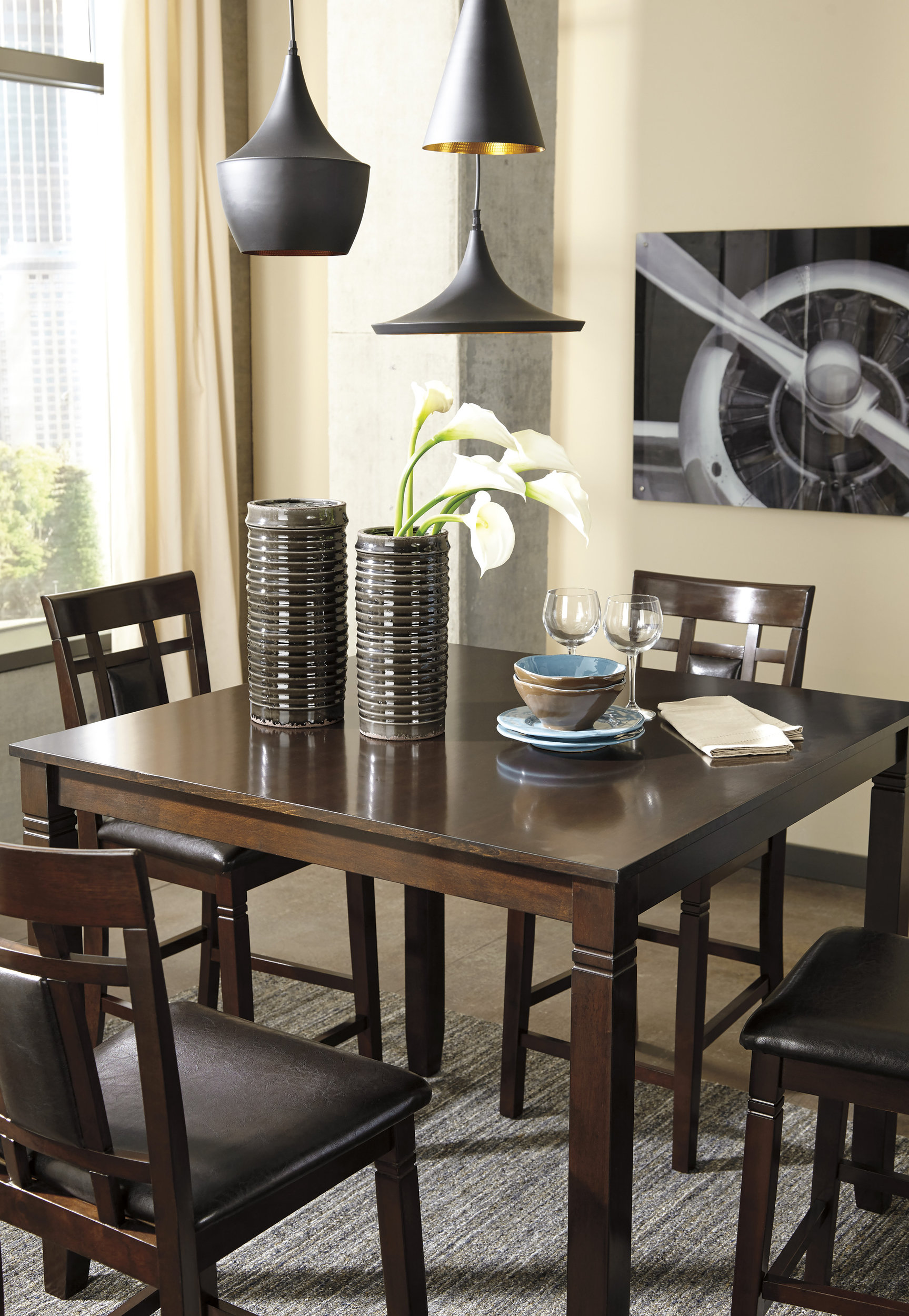 Bennox 5-Piece Counter Height Dining Set | Brown