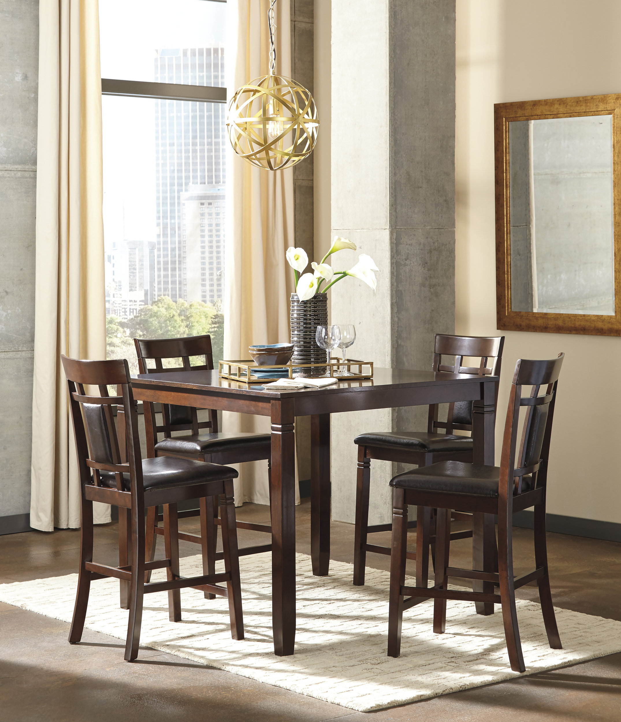 Bennox 5-Piece Counter Height Dining Set | Brown