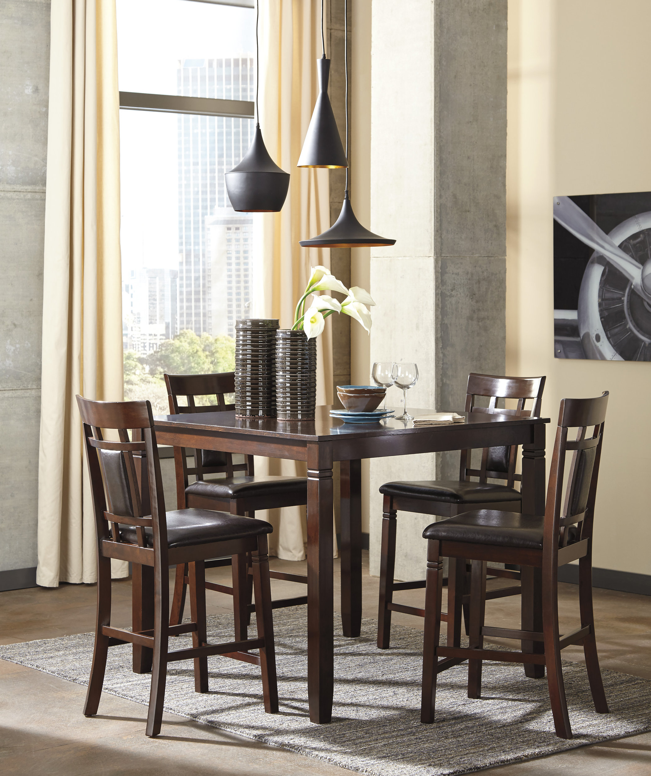 Bennox 5-Piece Counter Height Dining Set | Brown