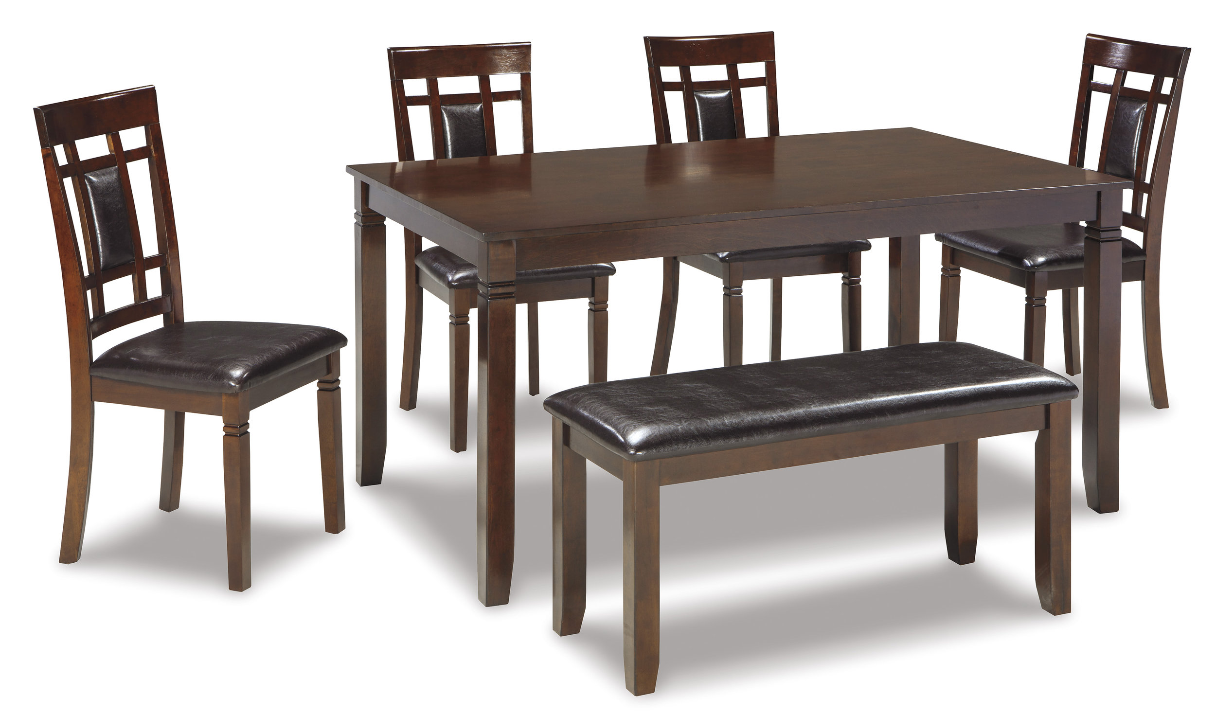 Bennox 6-Piece Dining Set - Rectangular Table, Bench & 4 Chairs | Sohomod