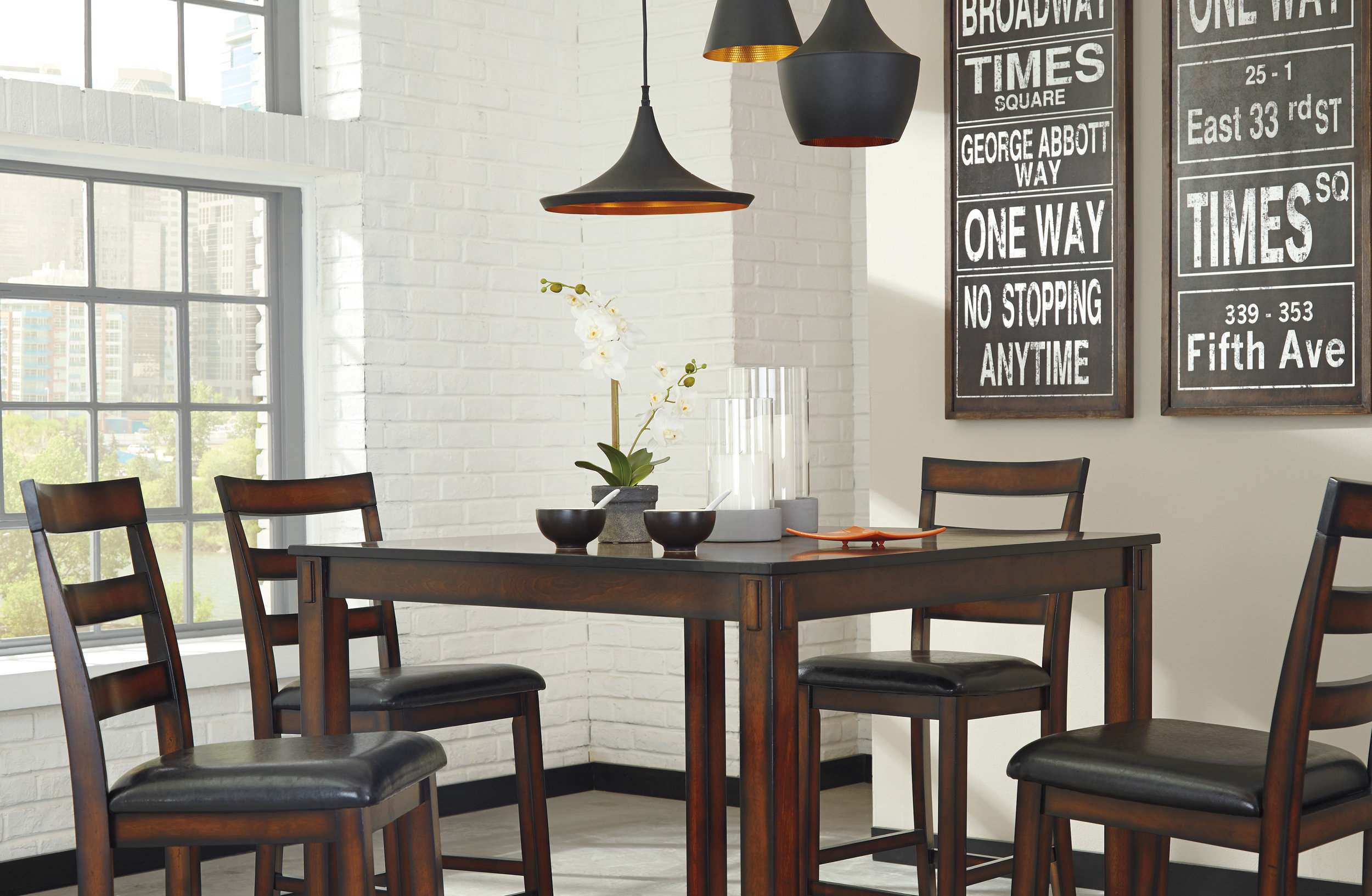 Coviar 5-Piece Counter Height Dining Set | Brown