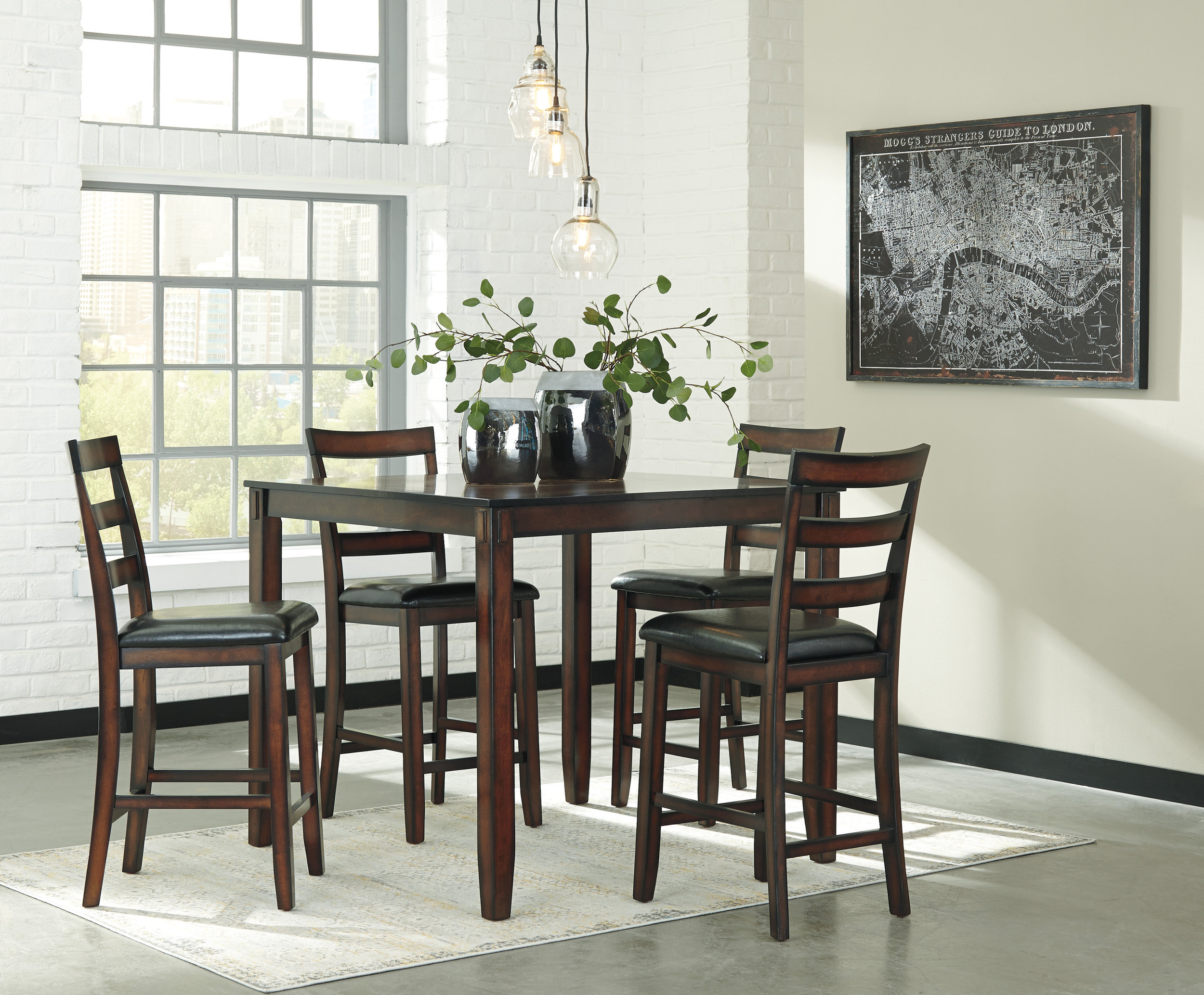 Coviar 5-Piece Counter Height Dining Set | Brown