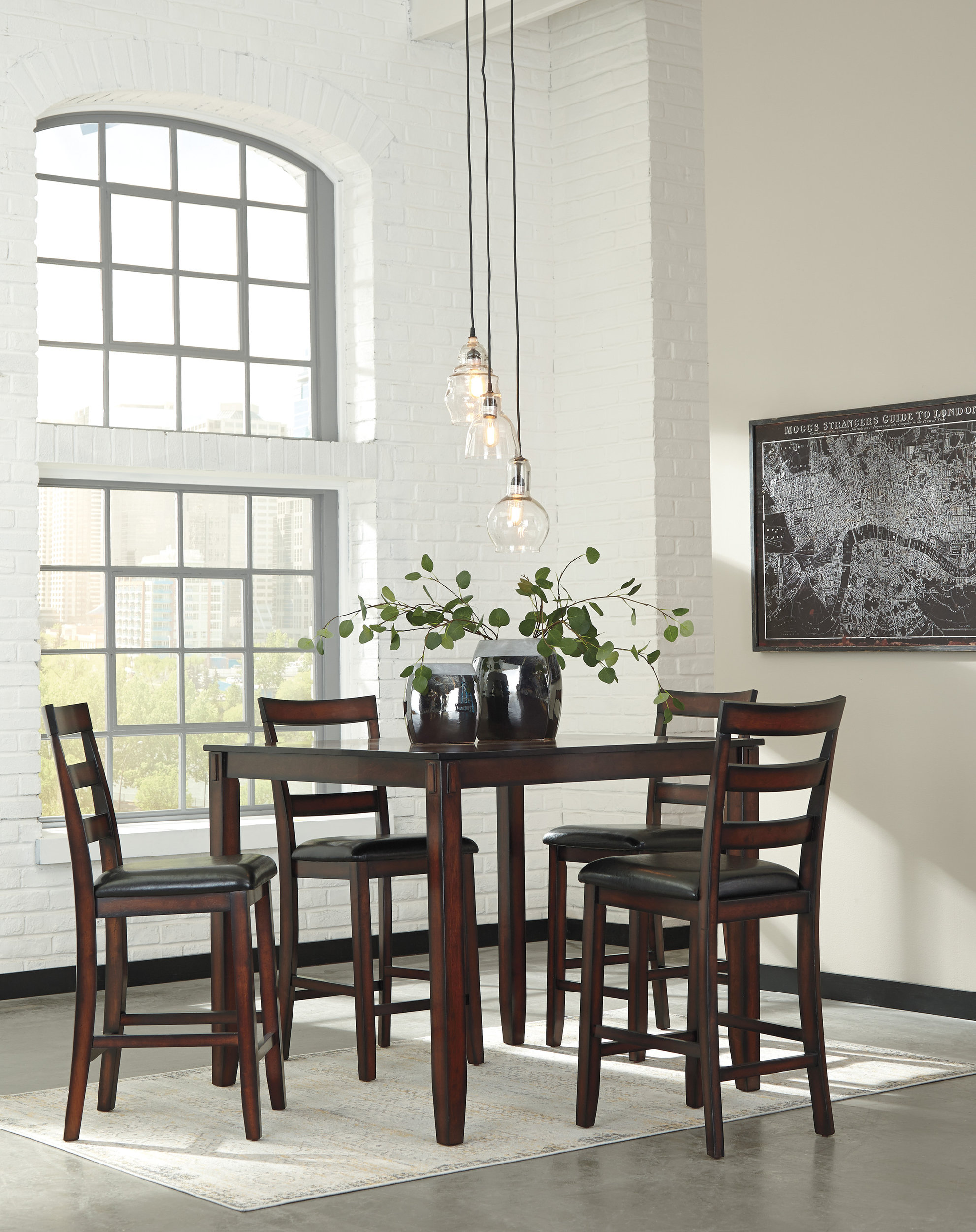 Coviar 5-Piece Counter Height Dining Set | Brown