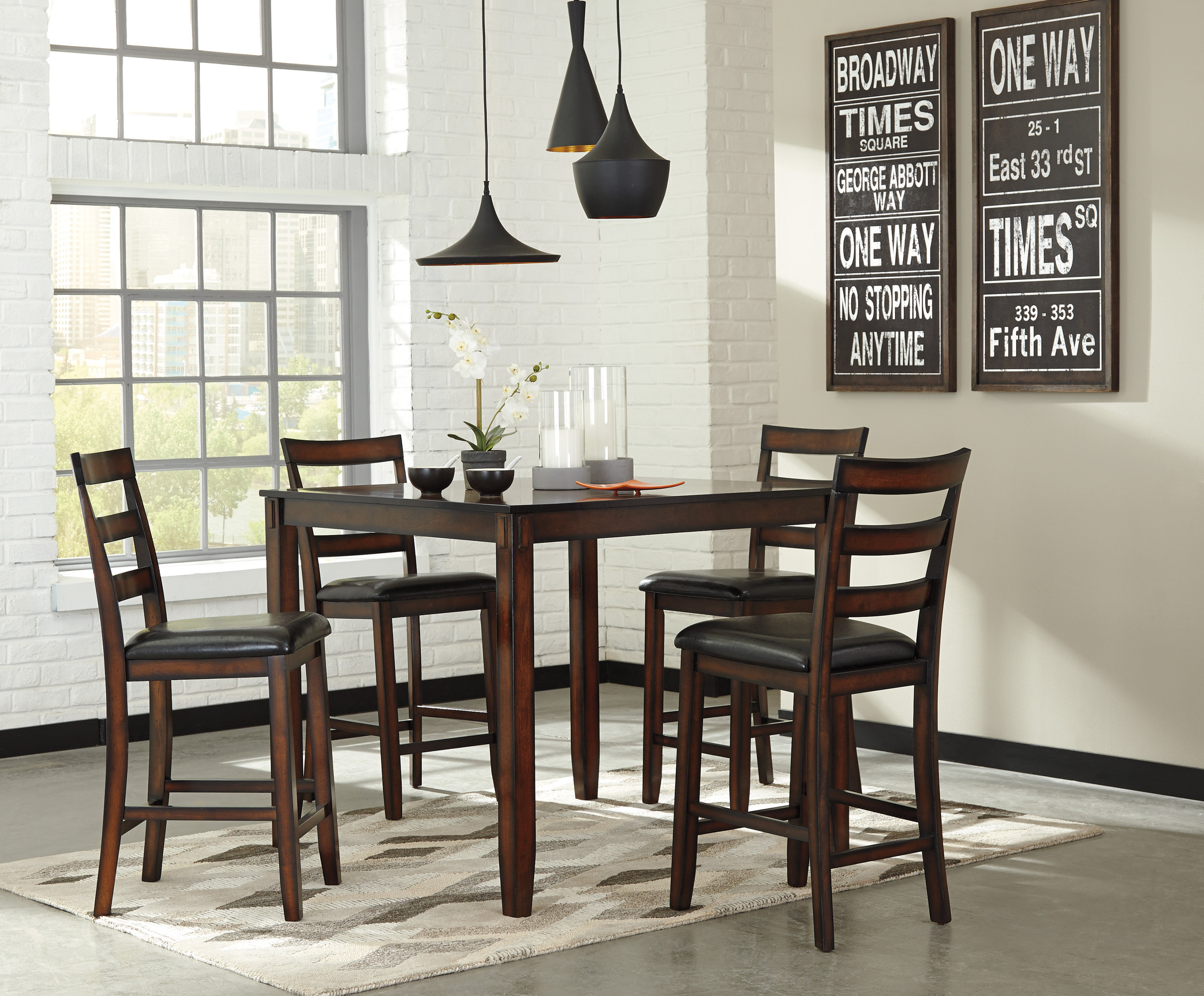 Coviar 5-Piece Counter Height Dining Set | Brown