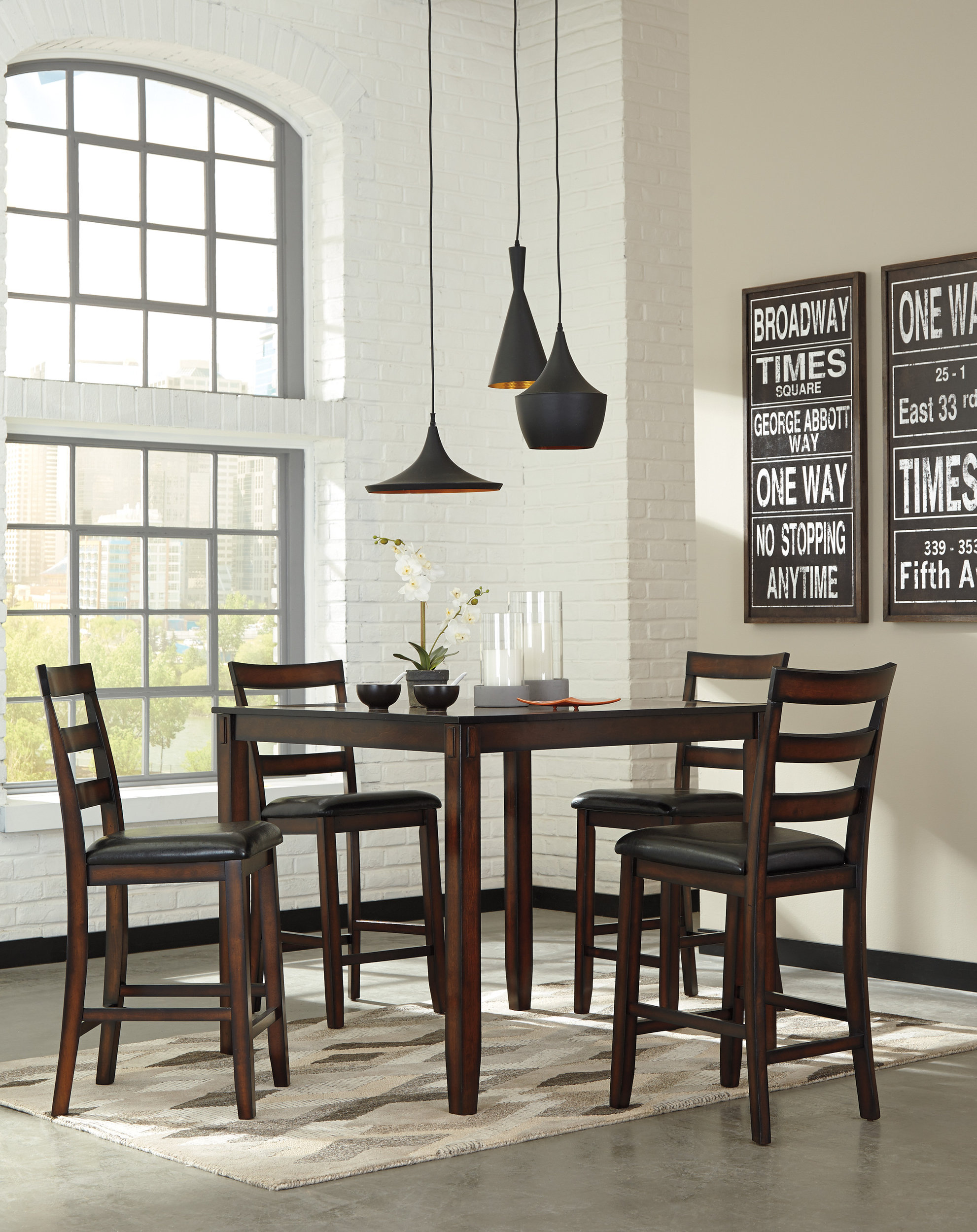 Coviar 5-Piece Counter Height Dining Set | Brown