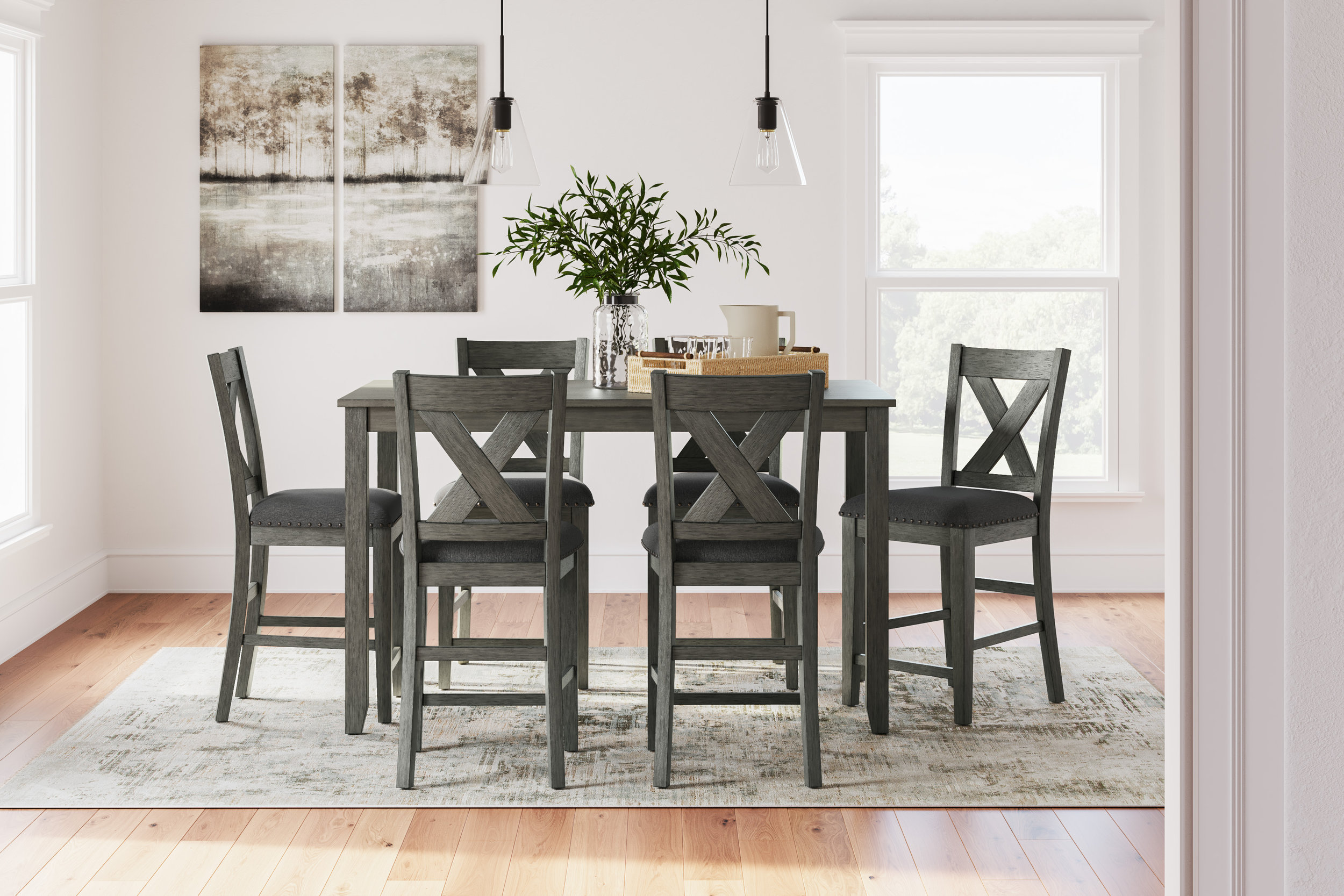 Caitbrook 7-Piece Counter Height Dining Set | Gray
