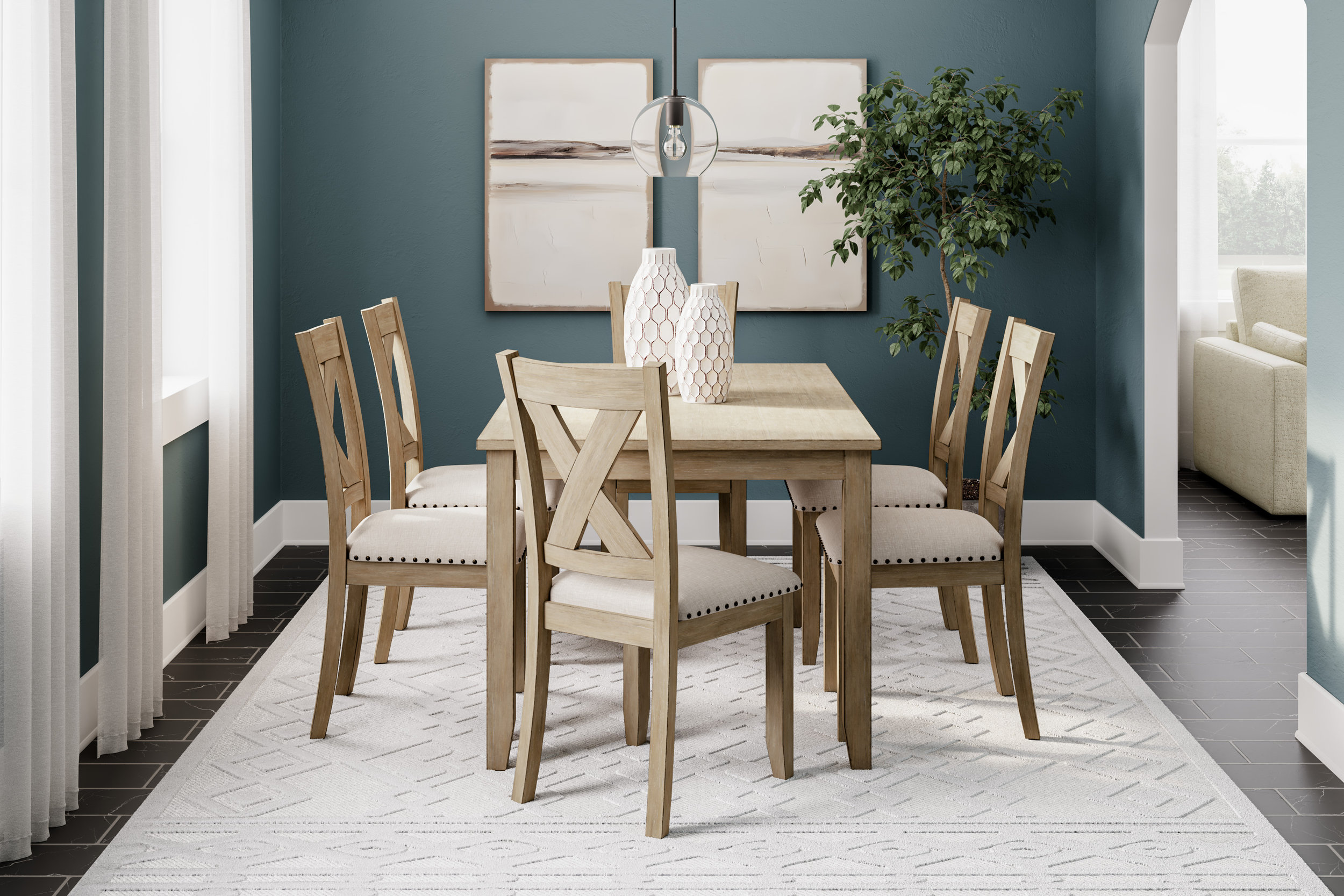Sanbriar 7-Piece Rectangular Wood Dining Room Set