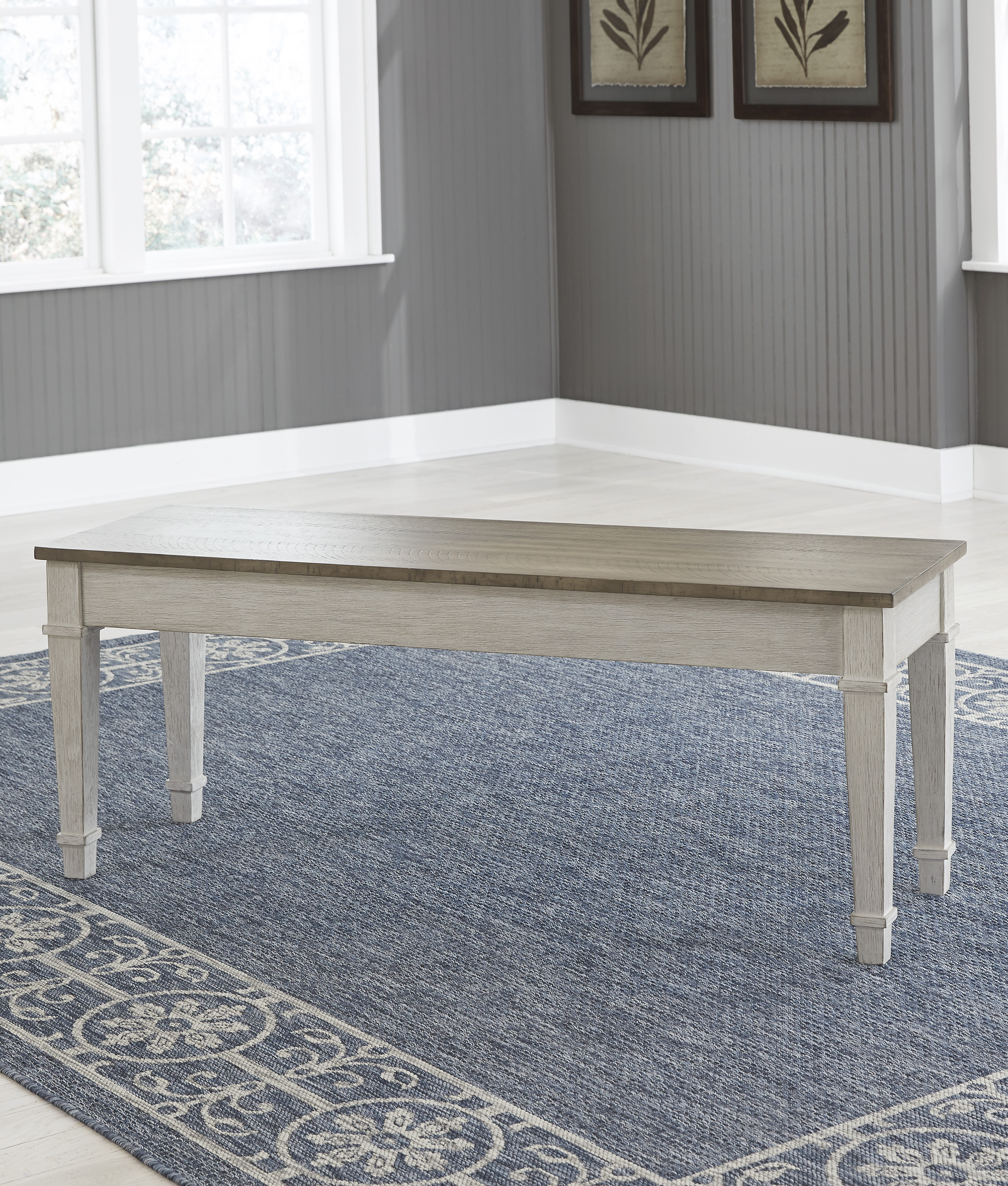Skempton Rectangular Dining Set - White & Light Brown | Ashley