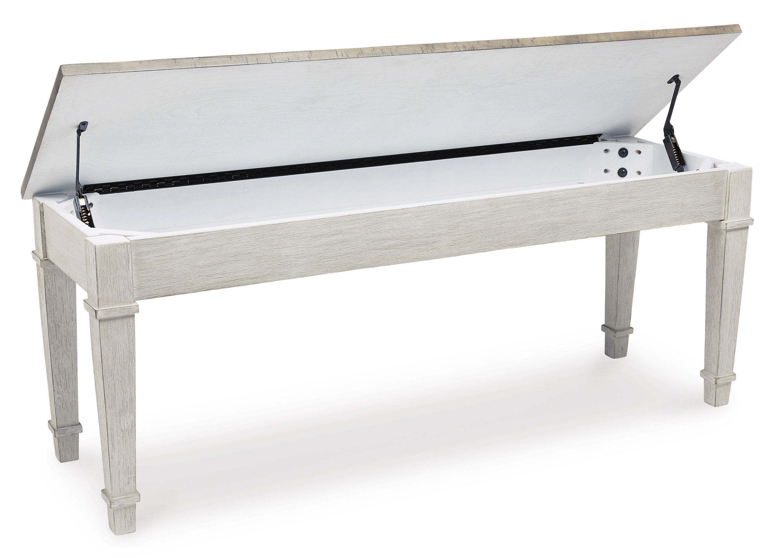 Skempton Wood Storage Bench | White & Light Brown Two-Tone