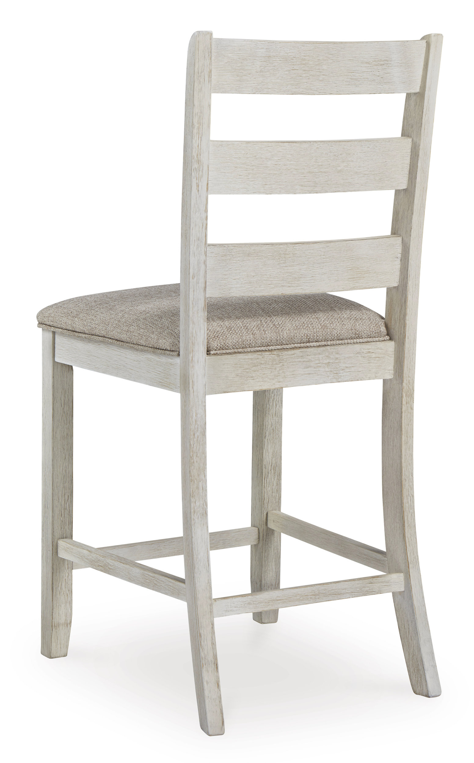 Skempton Wood Barstool - White & Brown Upholstered Stool | Sohomod