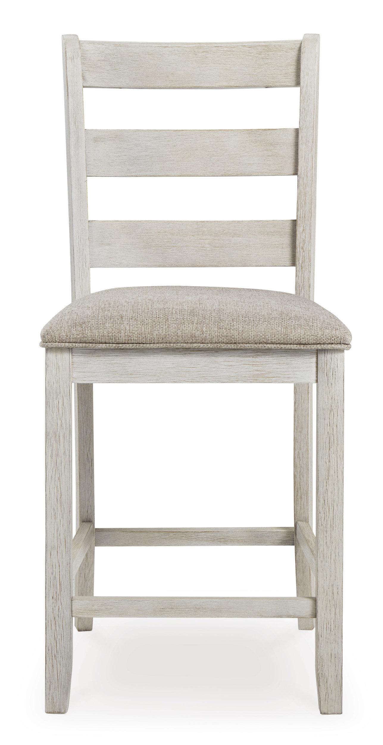 Skempton Wood Barstool - White & Brown Upholstered Stool | Sohomod