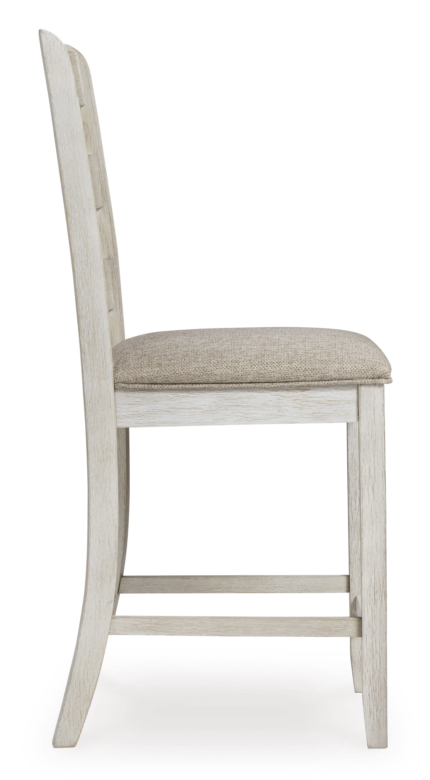 Skempton Wood Barstool - White & Brown Upholstered Stool | Sohomod