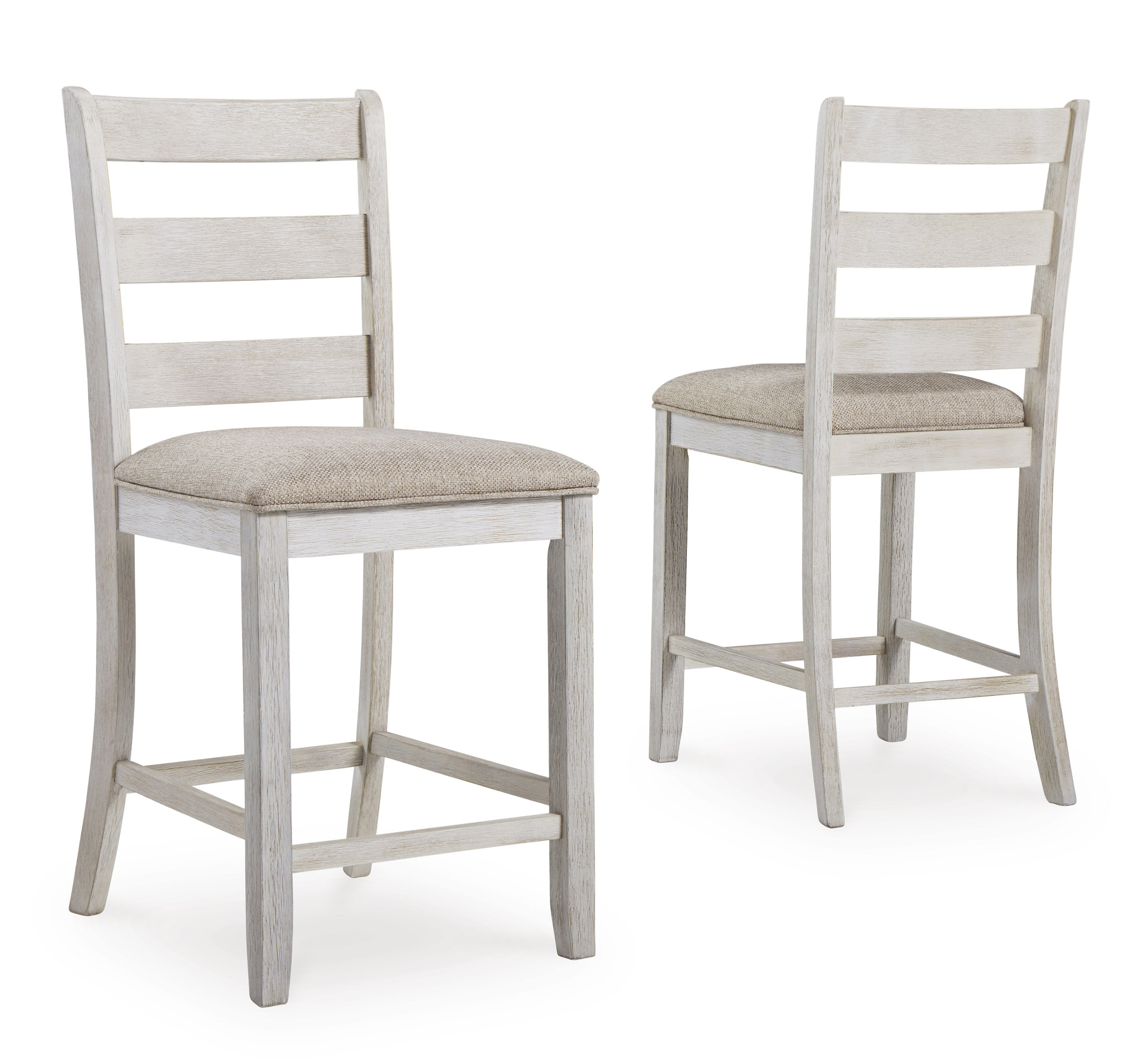 Skempton Wood Barstool - White & Brown Upholstered Stool | Sohomod