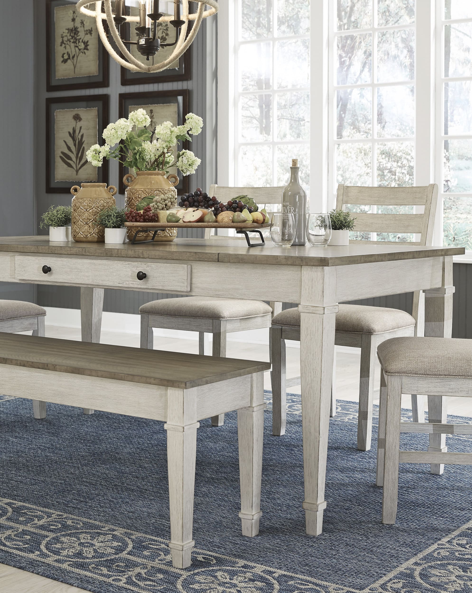 Skempton Rectangular Wood Dining Table with Storage | Ashley