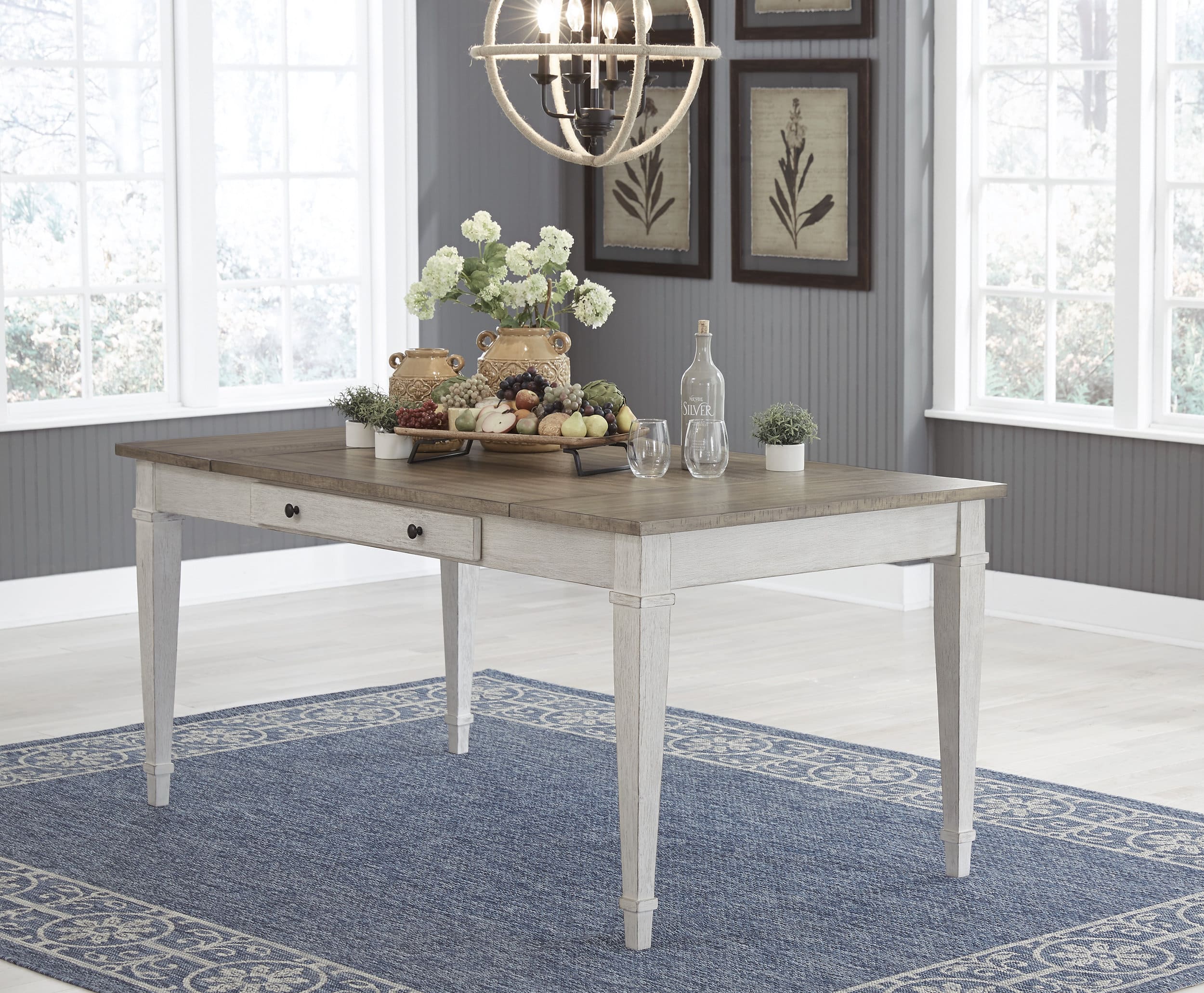Skempton Rectangular Wood Dining Table with Storage | Ashley