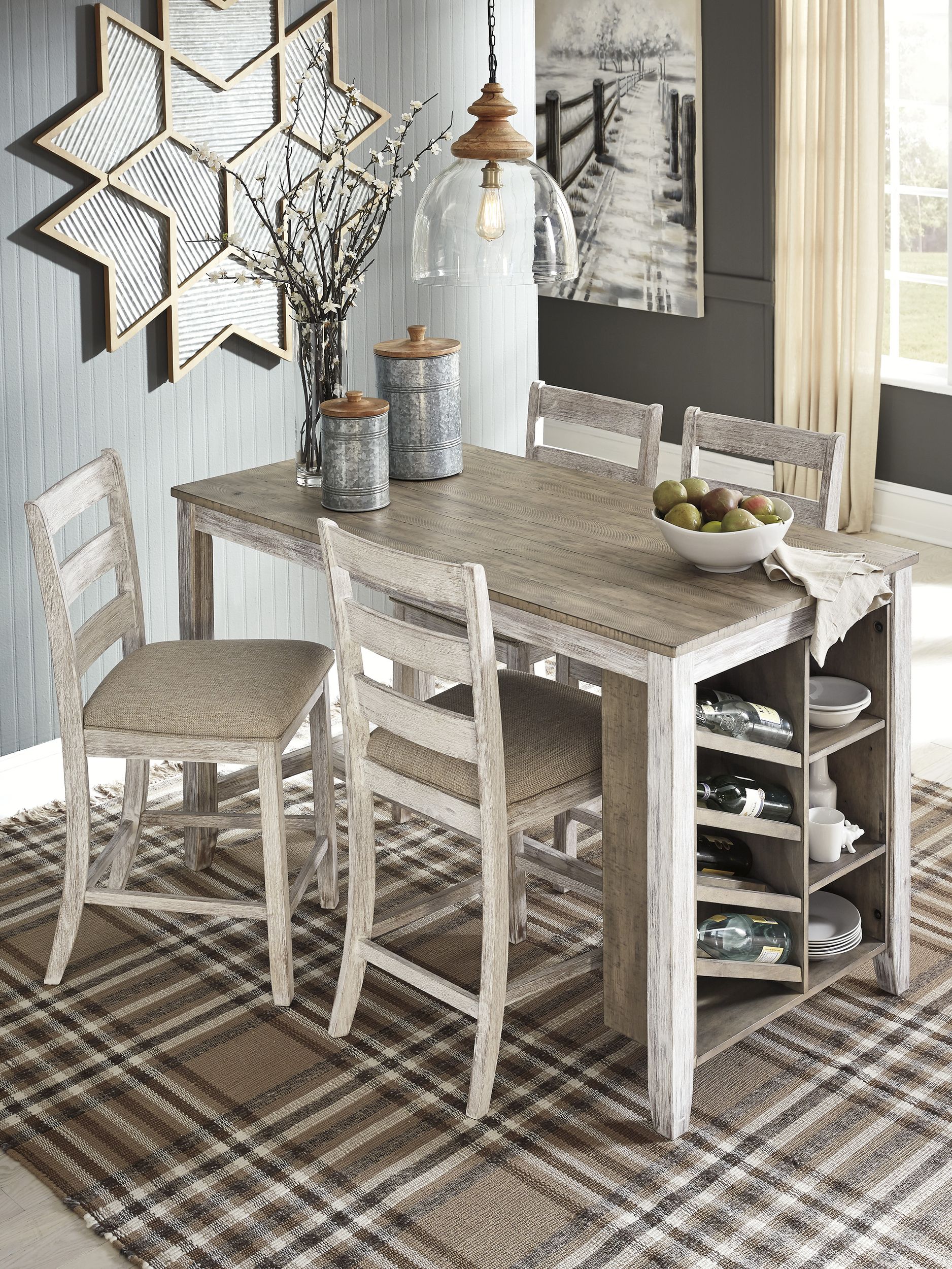 Skempton Counter Height Dining Table with Storage | White