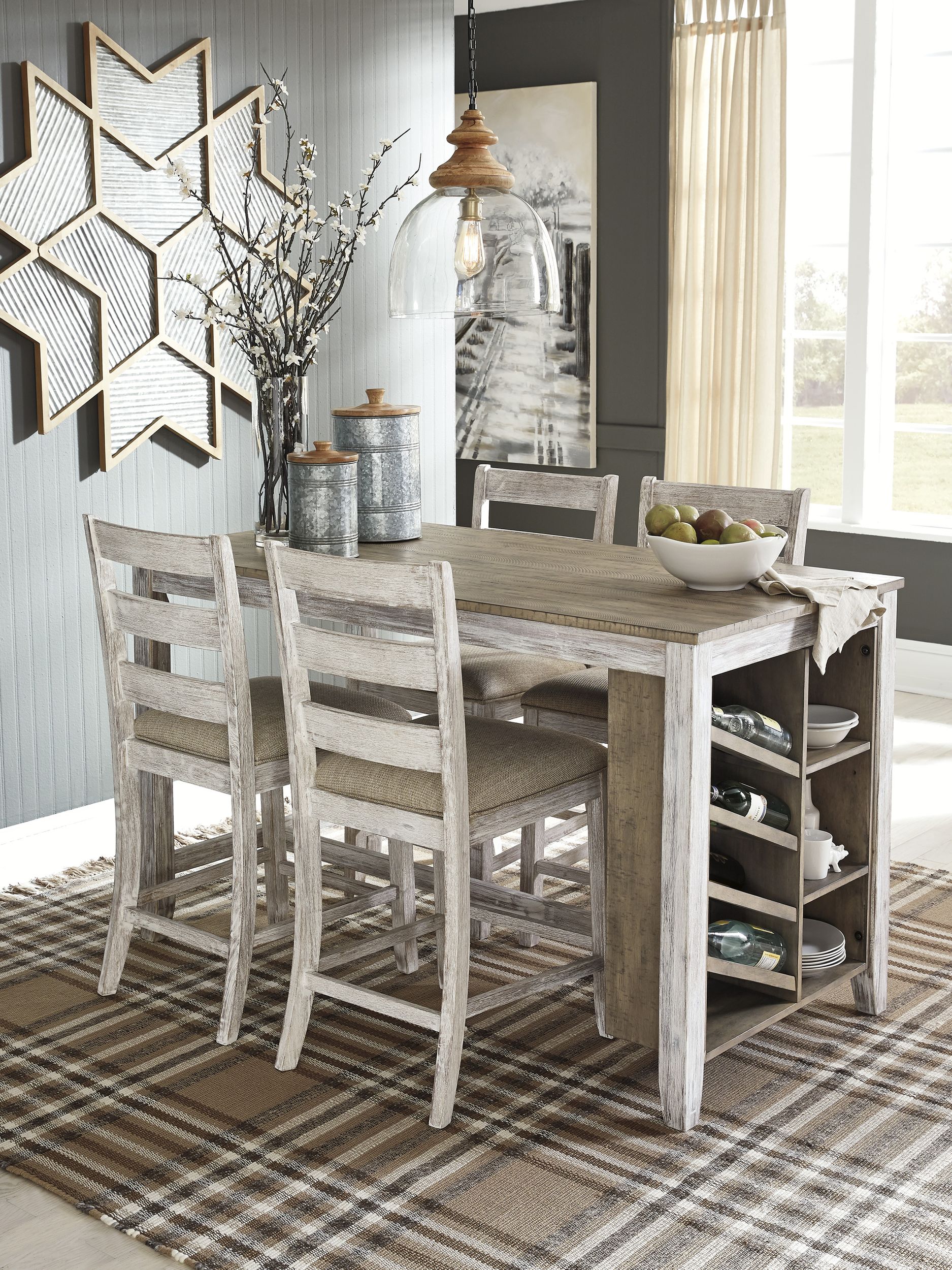 Skempton Counter Height Dining Table with Storage | White