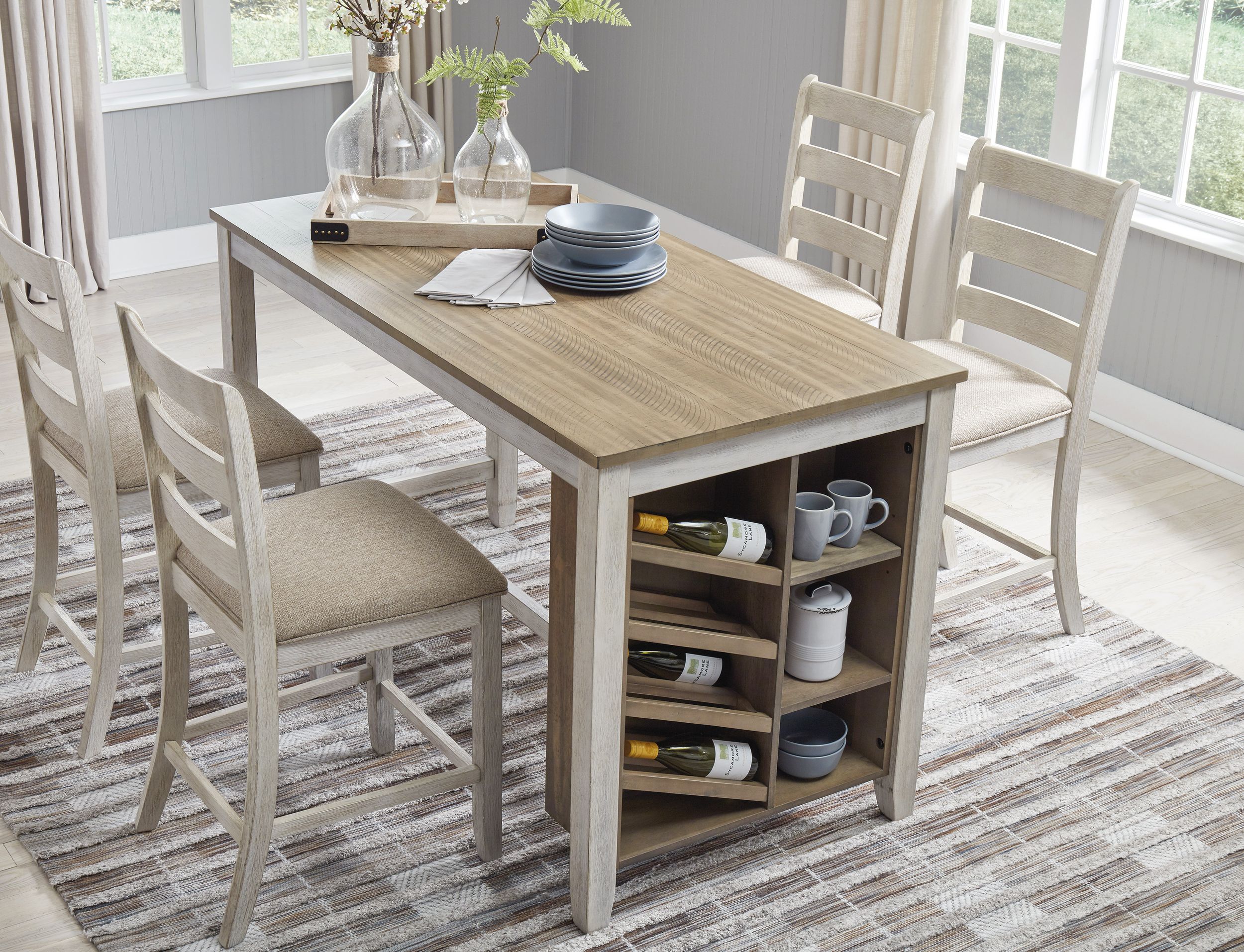 Skempton Counter Height Dining Table with Storage | White