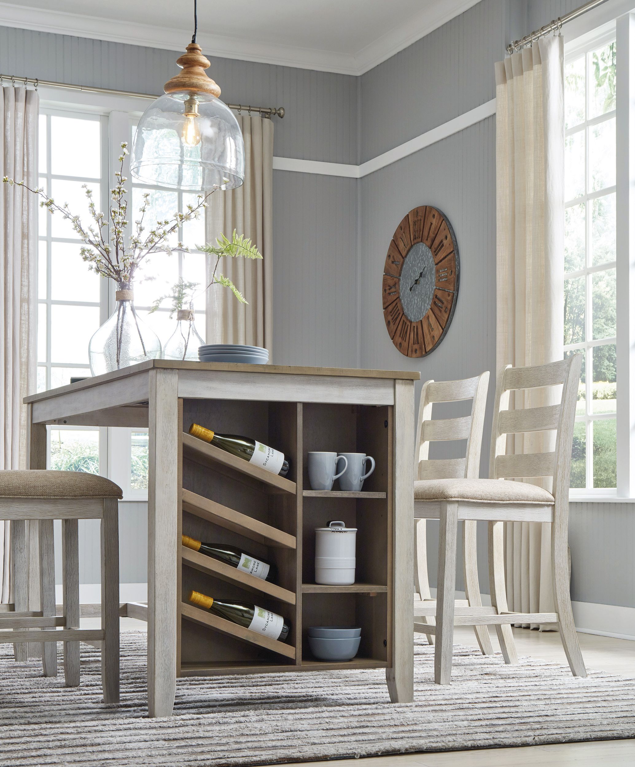 Skempton Counter Height Dining Table with Storage | White
