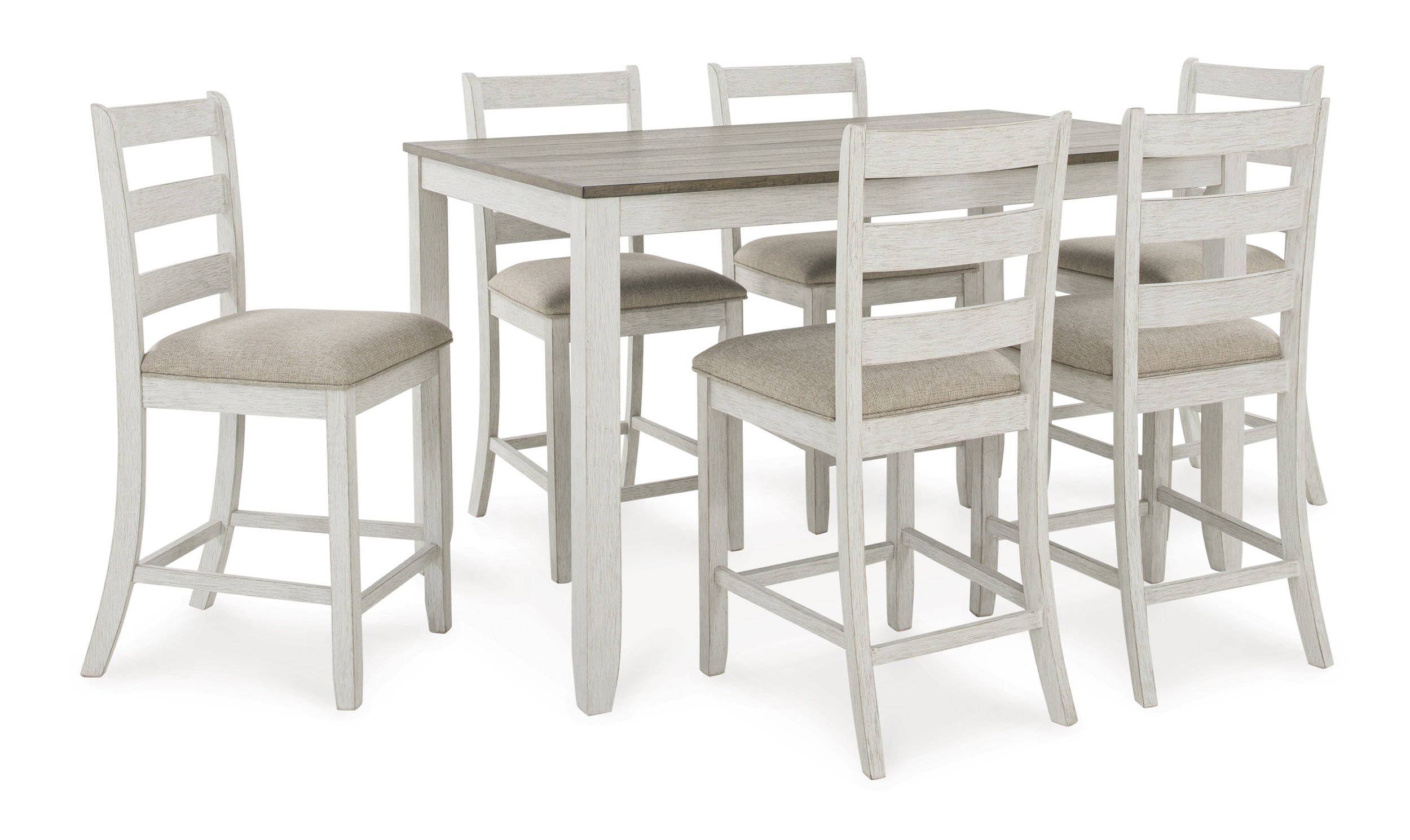 Skempton 7-Piece Counter Height Dining Set | White & Brown
