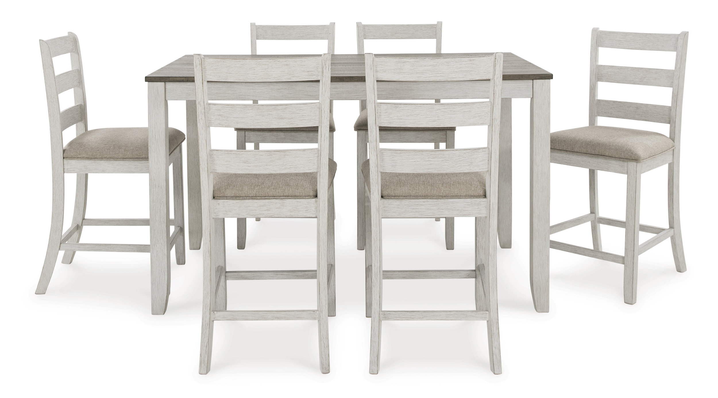 Skempton 7-Piece Counter Height Dining Set | White & Brown