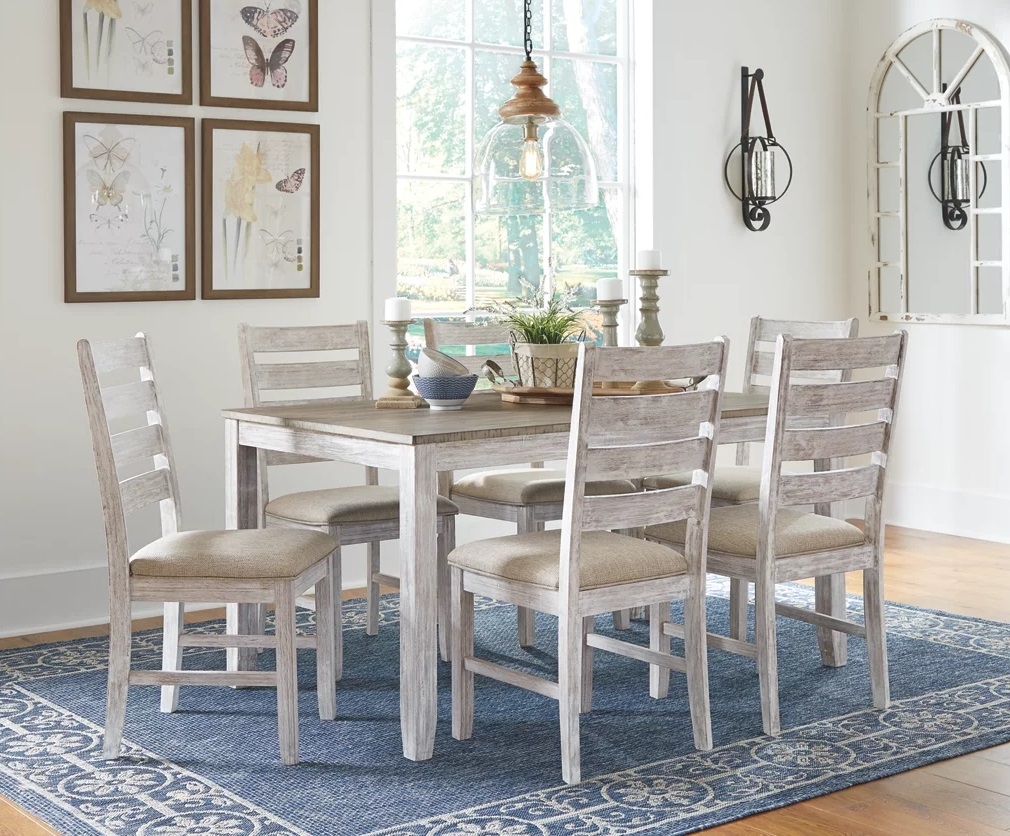 Ashley SM Skempton 7-Piece Fabric/Wood Dining Room Set