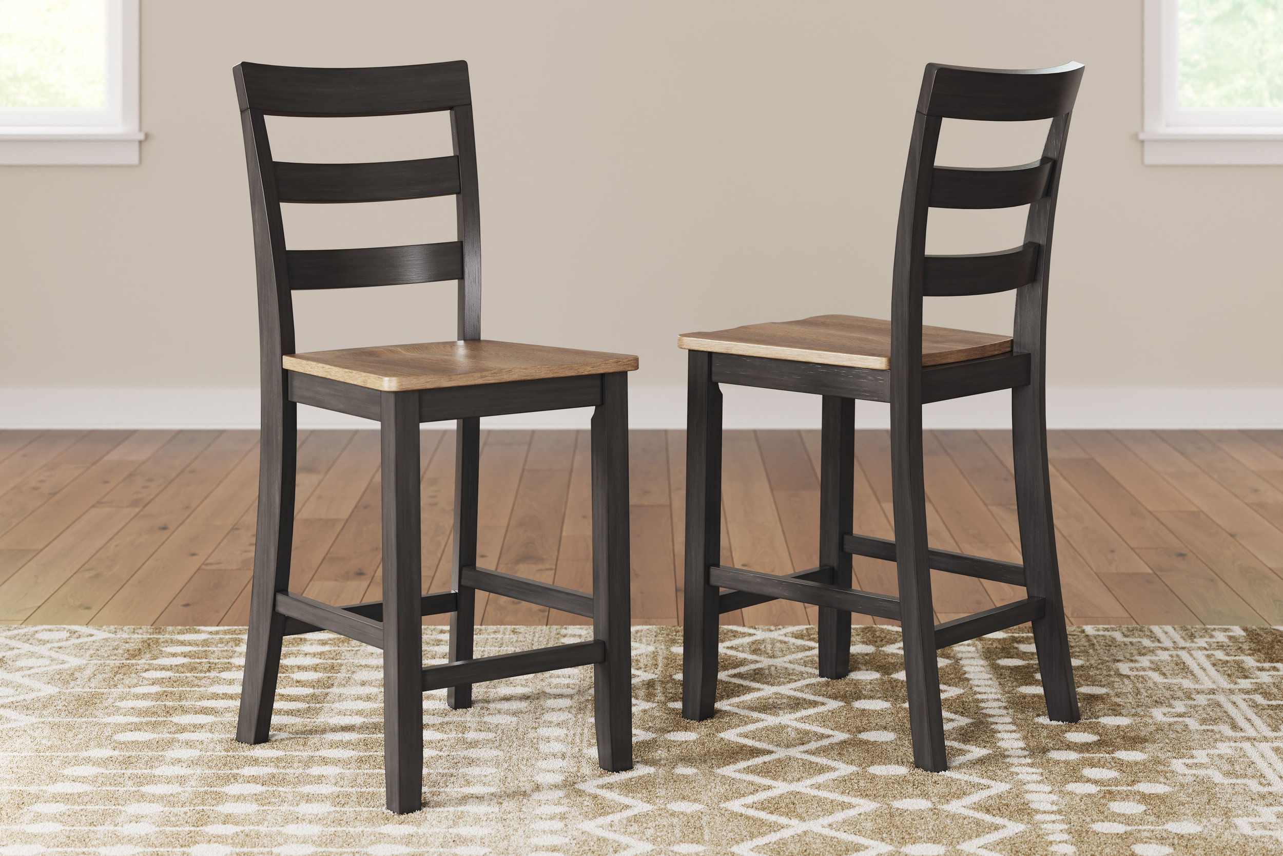 Gesthaven Wood Barstool Set of 2 - White & Natural | Sohomod