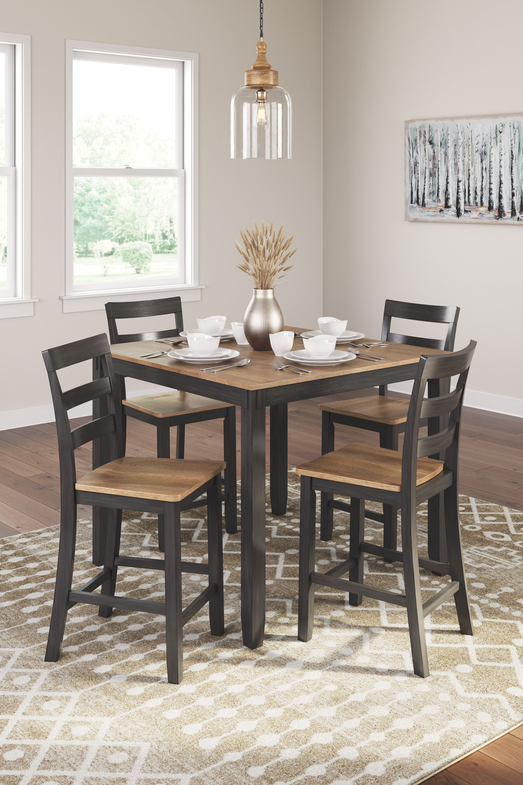 Gesthaven 5-Piece Counter Height Dining Set | Natural Brown