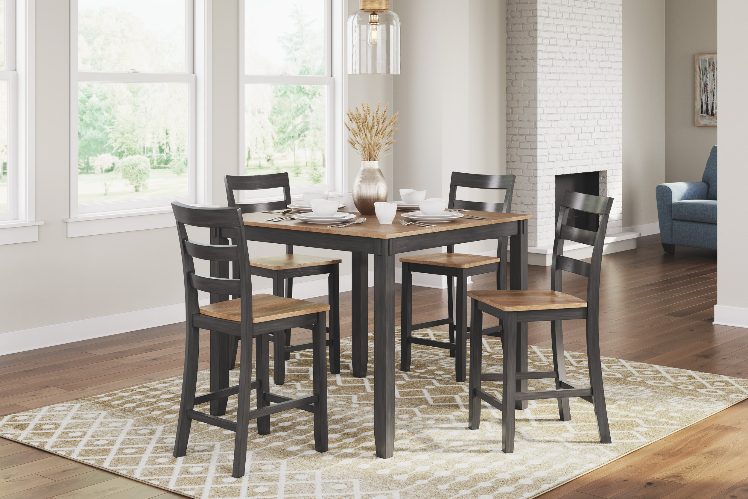 Gesthaven 5-Piece Counter Height Dining Set | Natural Brown