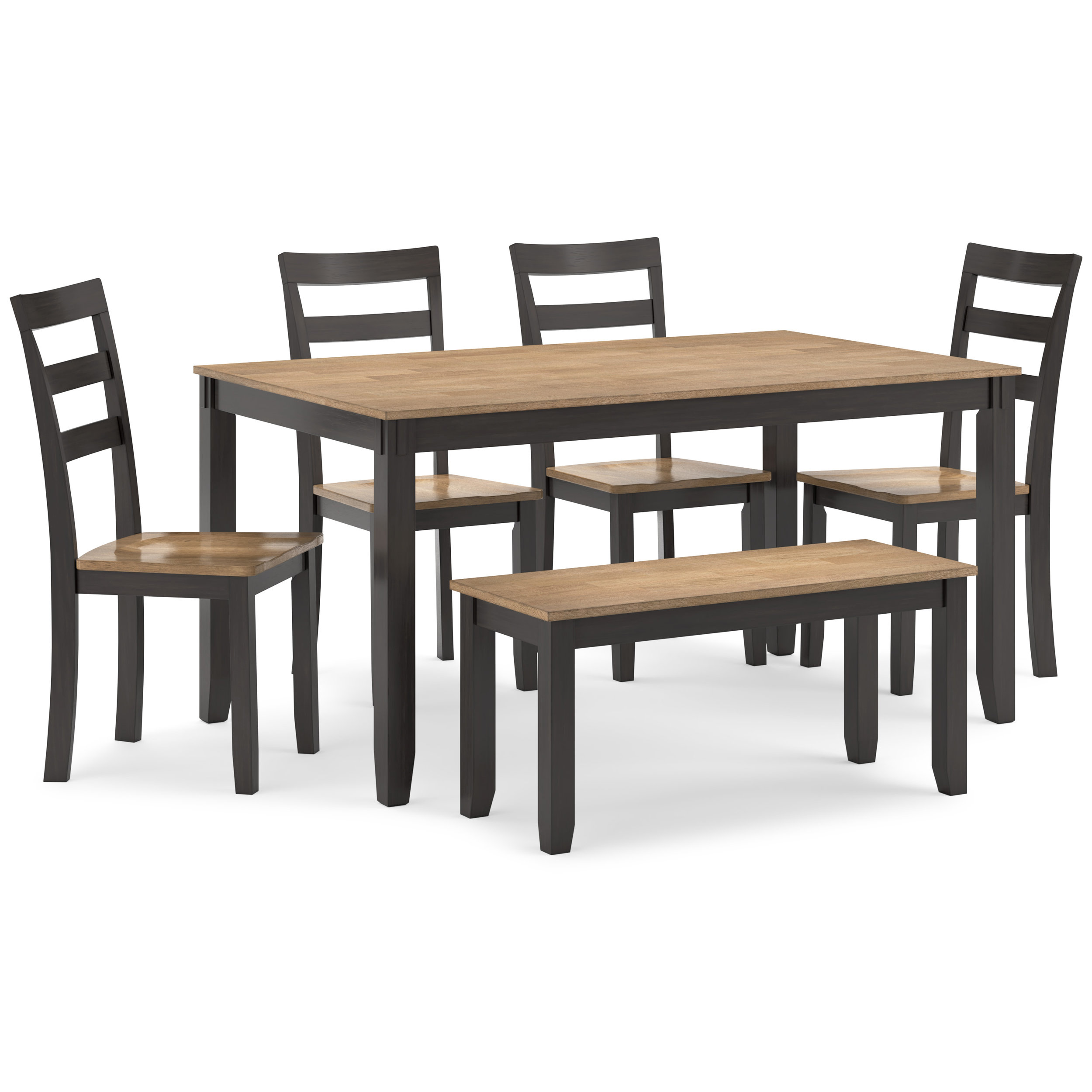 Gesthaven 6-Piece Dining Set - Natural Wood Table & Bench | Sohomod