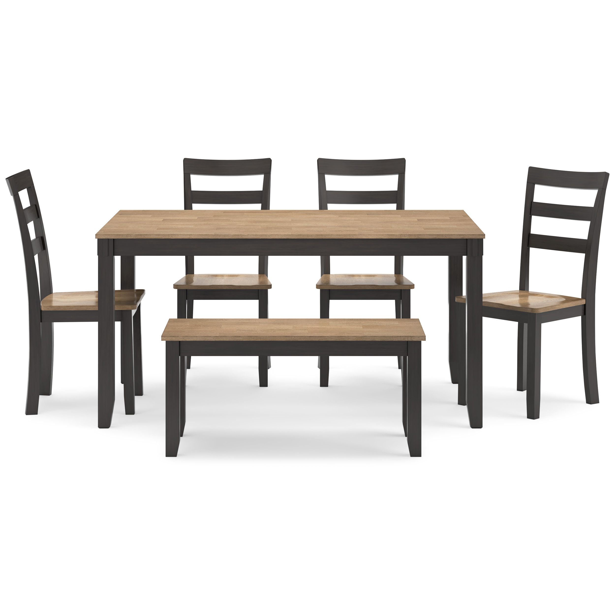 Gesthaven 6-Piece Dining Set - Natural Wood Table & Bench | Sohomod