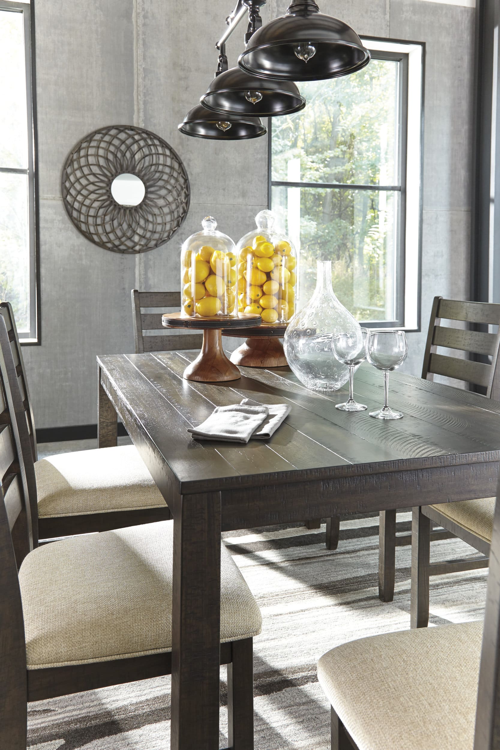 Rokane 7-Piece Dining Set - Dark Brown Wood Table & 6 Chairs | Sohomod