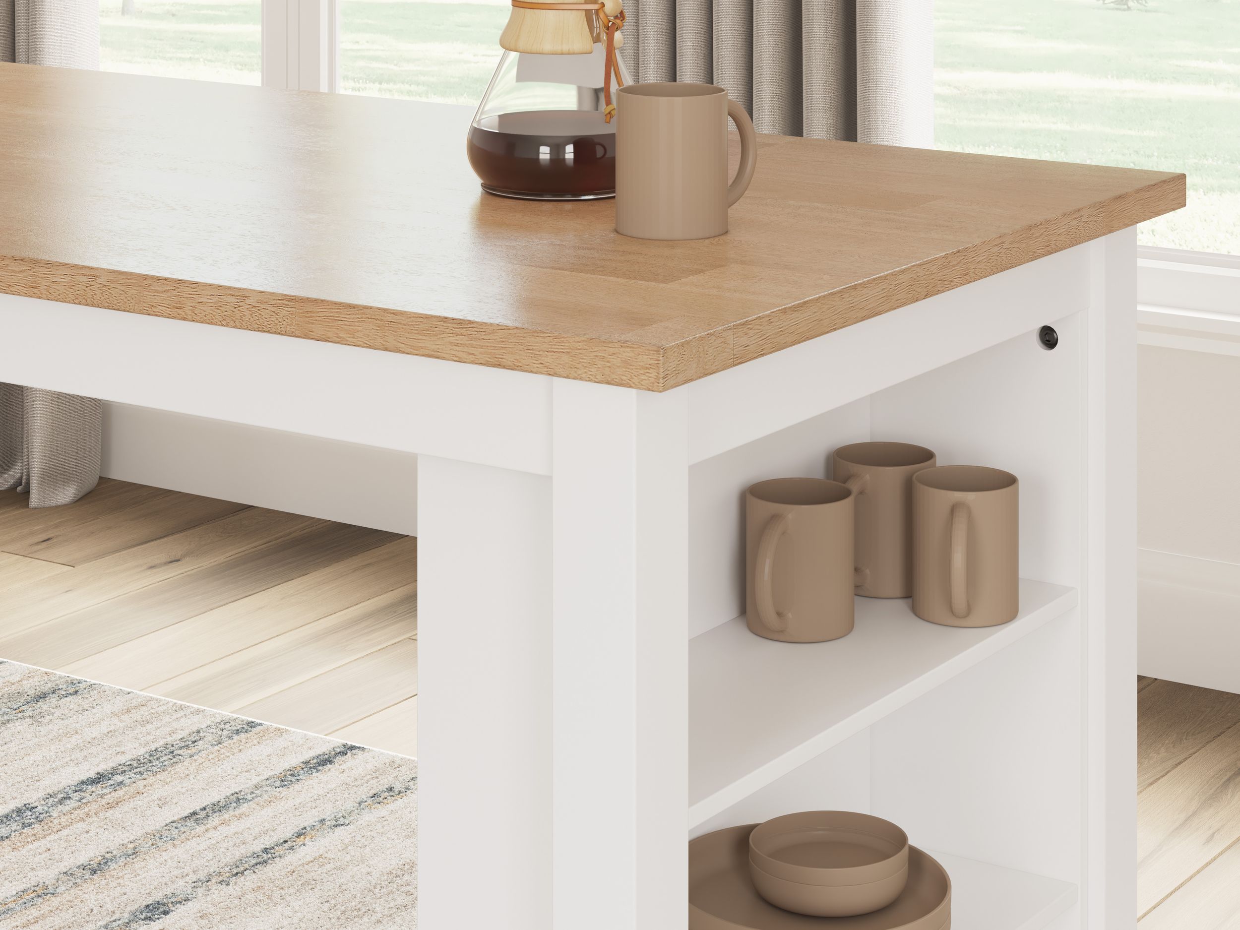 Gesthaven Wood Counter Height Dining Table with Storage | White